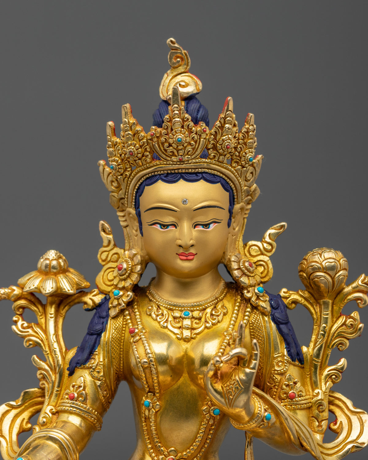 Mother Green Tara Golden Statue | Tibetan Buddhist Goddess