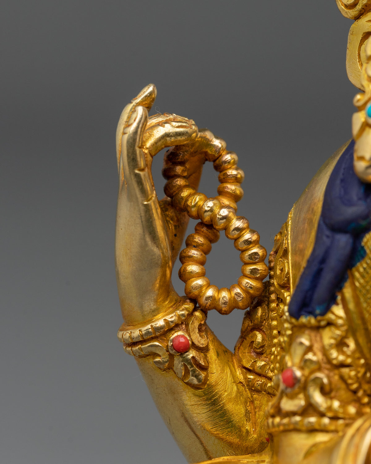 Hand-Carved Four Armed Chenrezig Spiritual Sculpture