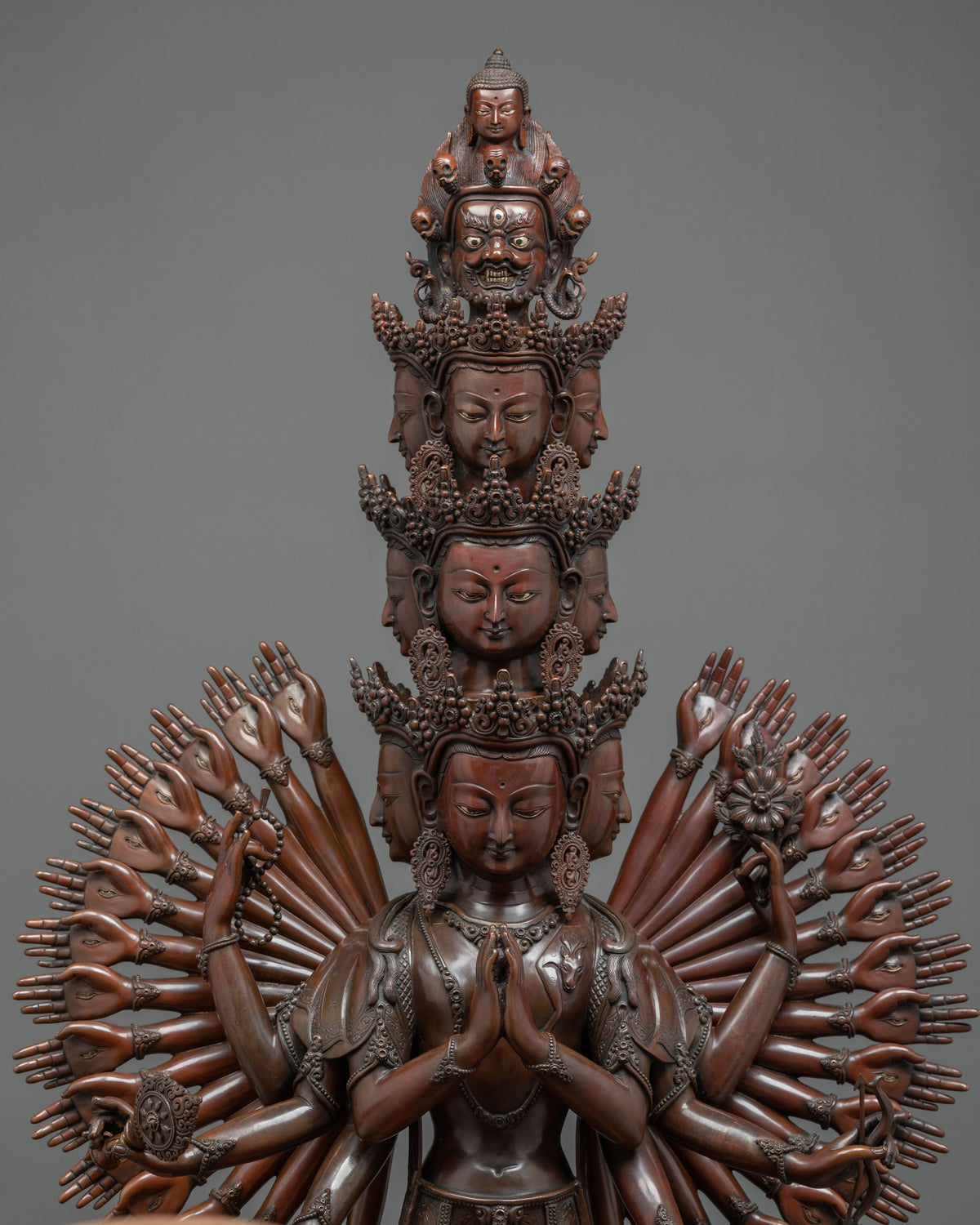 1000 Armed Chenrezig Oxidized Sculpture | Spiritual Decor