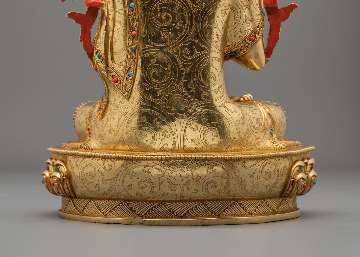 Tsongkhapa with Disciples Gelug Lineage Statue Set | 24K Gold Gilded