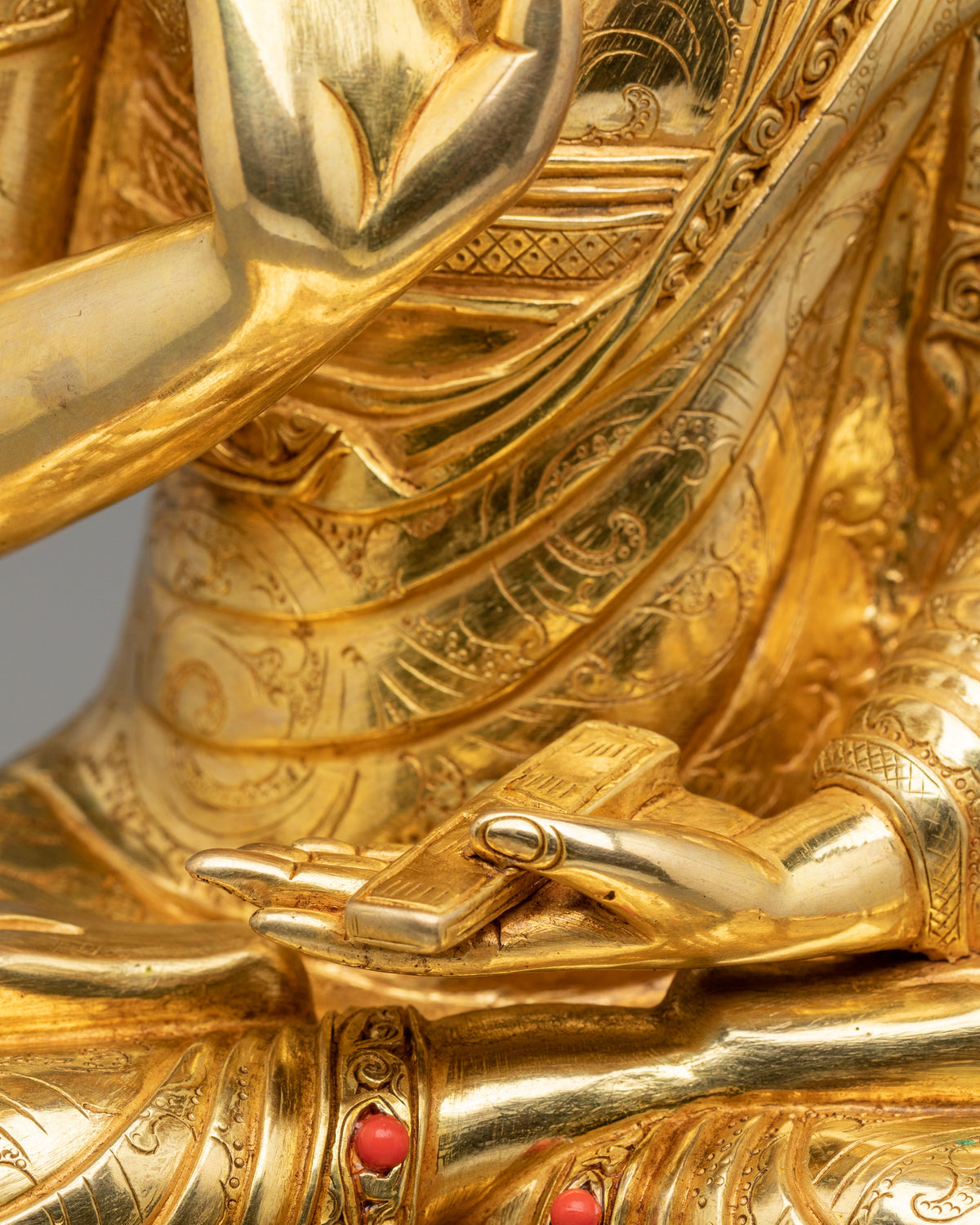 Tsongkhapa with Disciples Gelug Lineage Statue Set | 24K Gold Gilded
