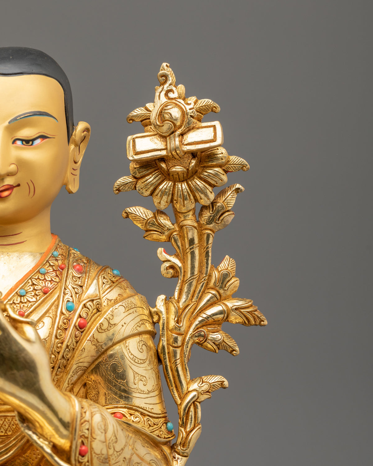 Tsongkhapa with Disciples Gelug Lineage Statue Set | 24K Gold Gilded