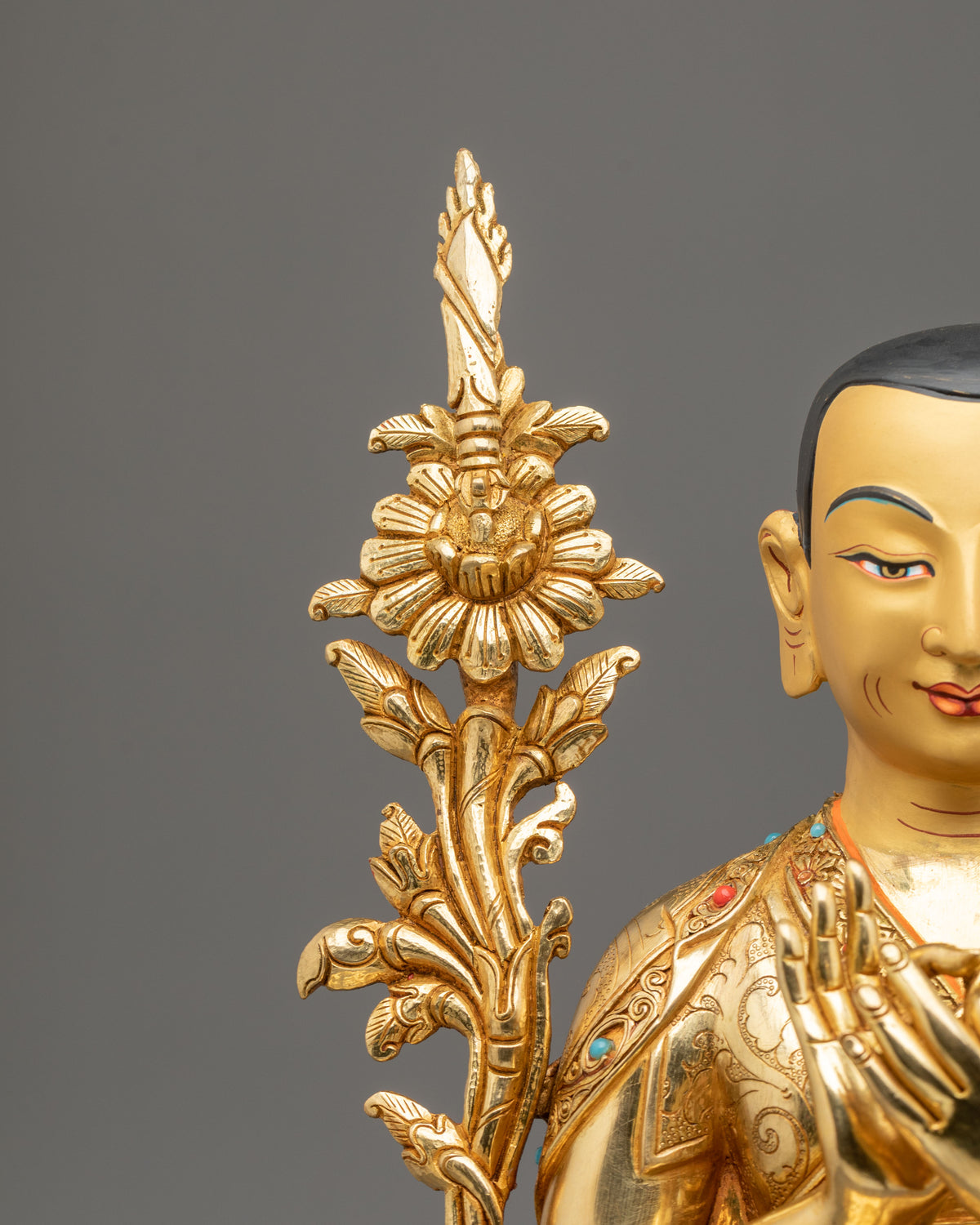 Tsongkhapa with Disciples Gelug Lineage Statue Set | 24K Gold Gilded