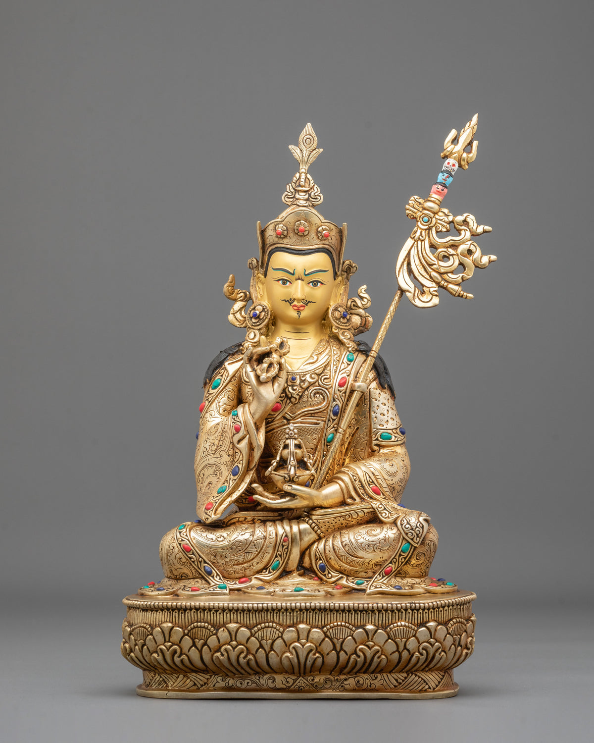 Guru Tsokye Dorje Statue: Electo-Plated Gold on Copper