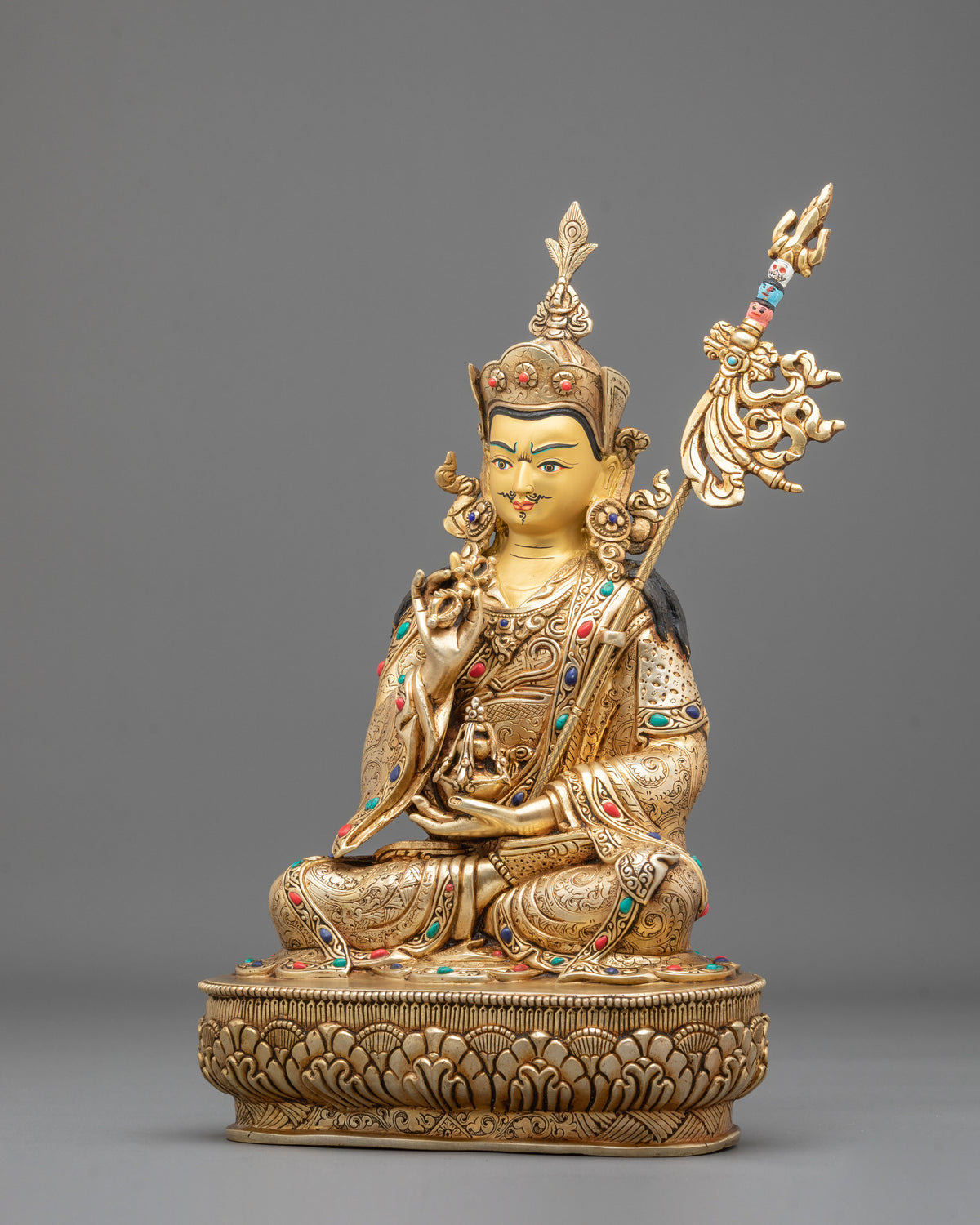 Guru Tsokye Dorje Statue: Electo-Plated Gold on Copper