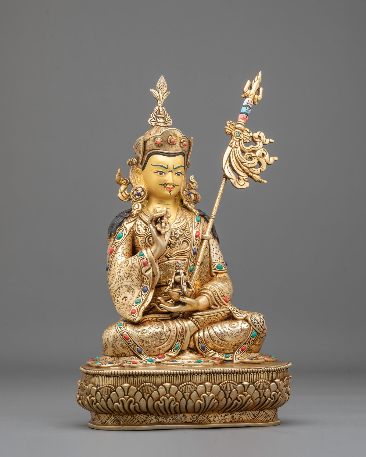 Guru Tsokye Dorje Statue: Electo-Plated Gold on Copper