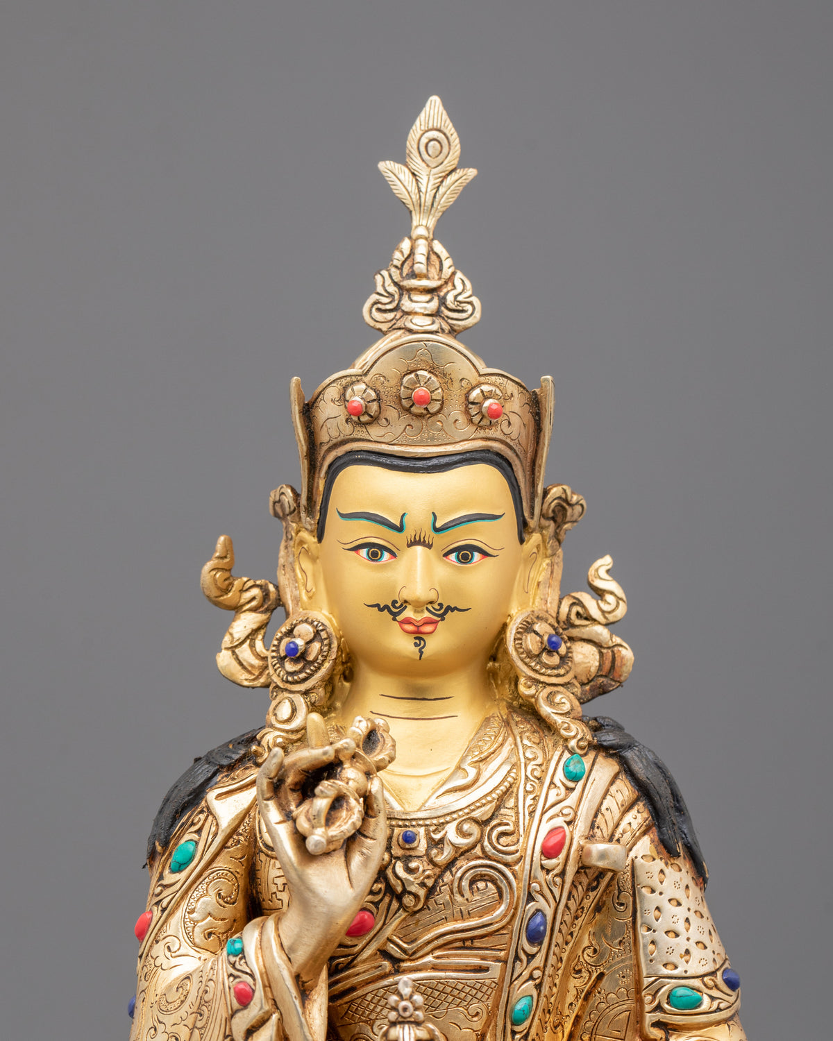 Guru Tsokye Dorje Statue: Electo-Plated Gold on Copper