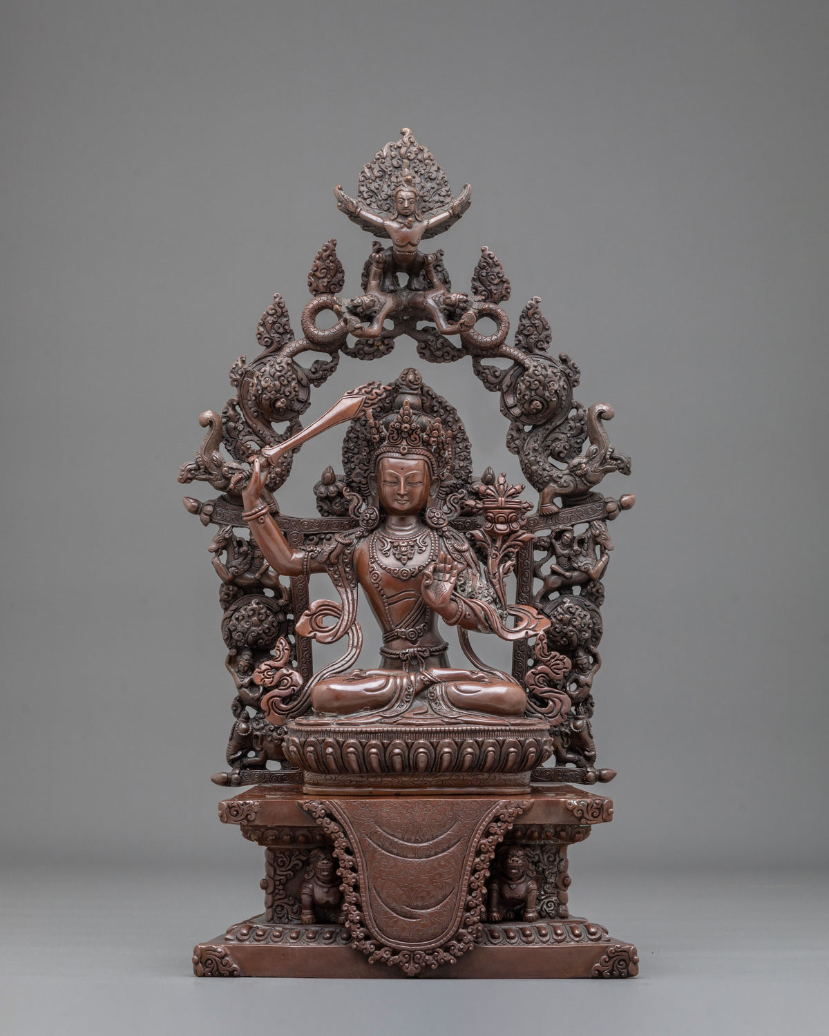 Manjushri Oxidized Copper Statue | Buddhist Shrine
