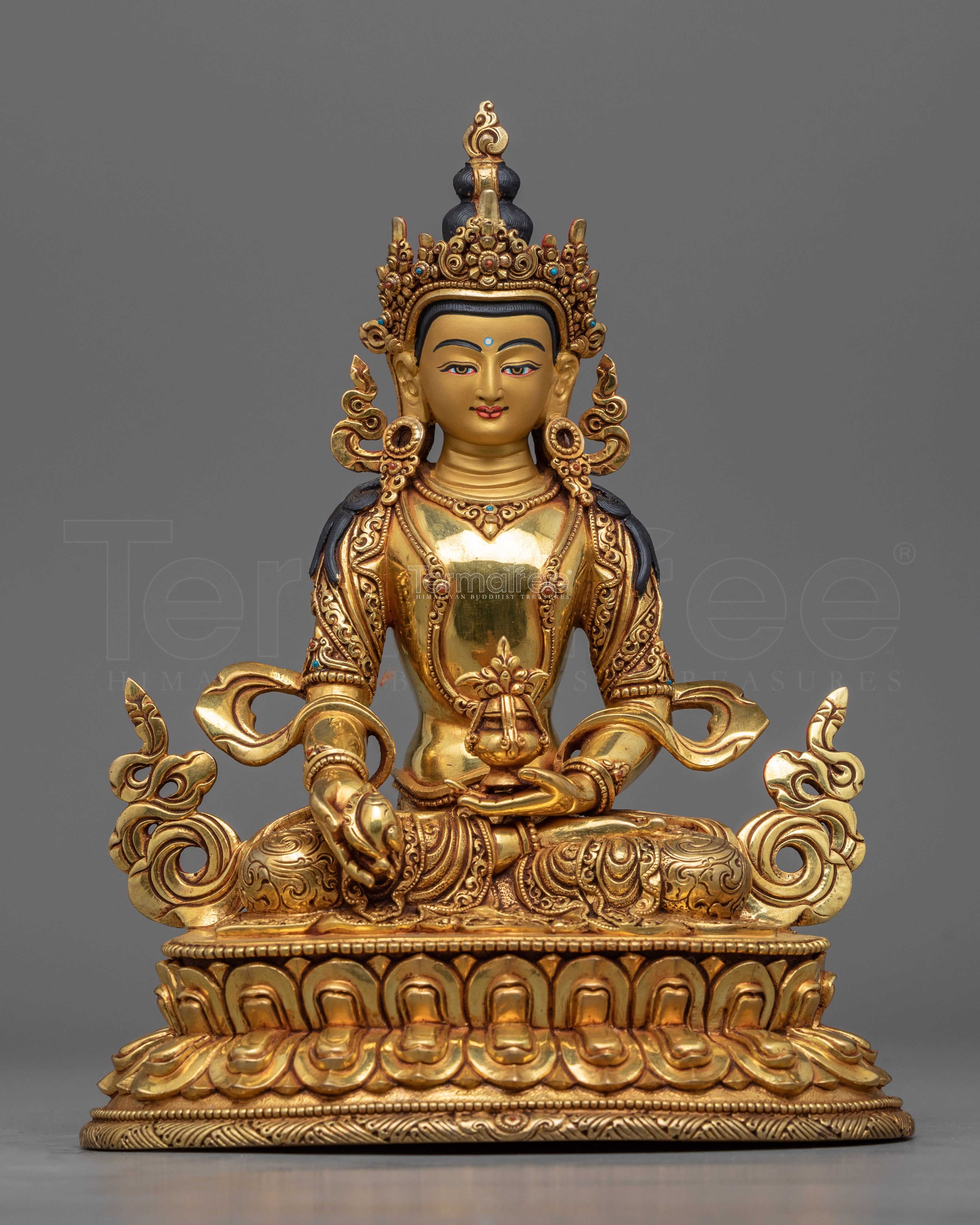 Bodhisattva Kshitigarbha Statue | Hand-Carved Gold Gilded Fine Art