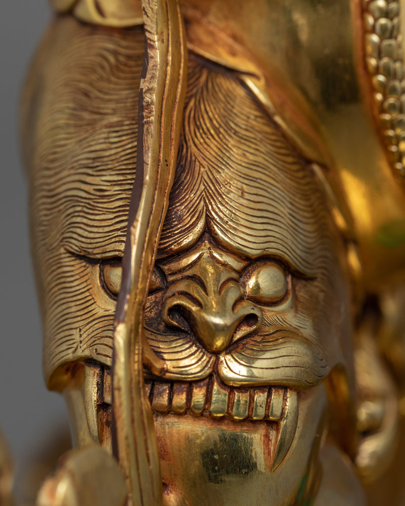 Vajrapani Bodhisattva Gold Gilded Statue | Hand-Carved Bodhisattva Statue