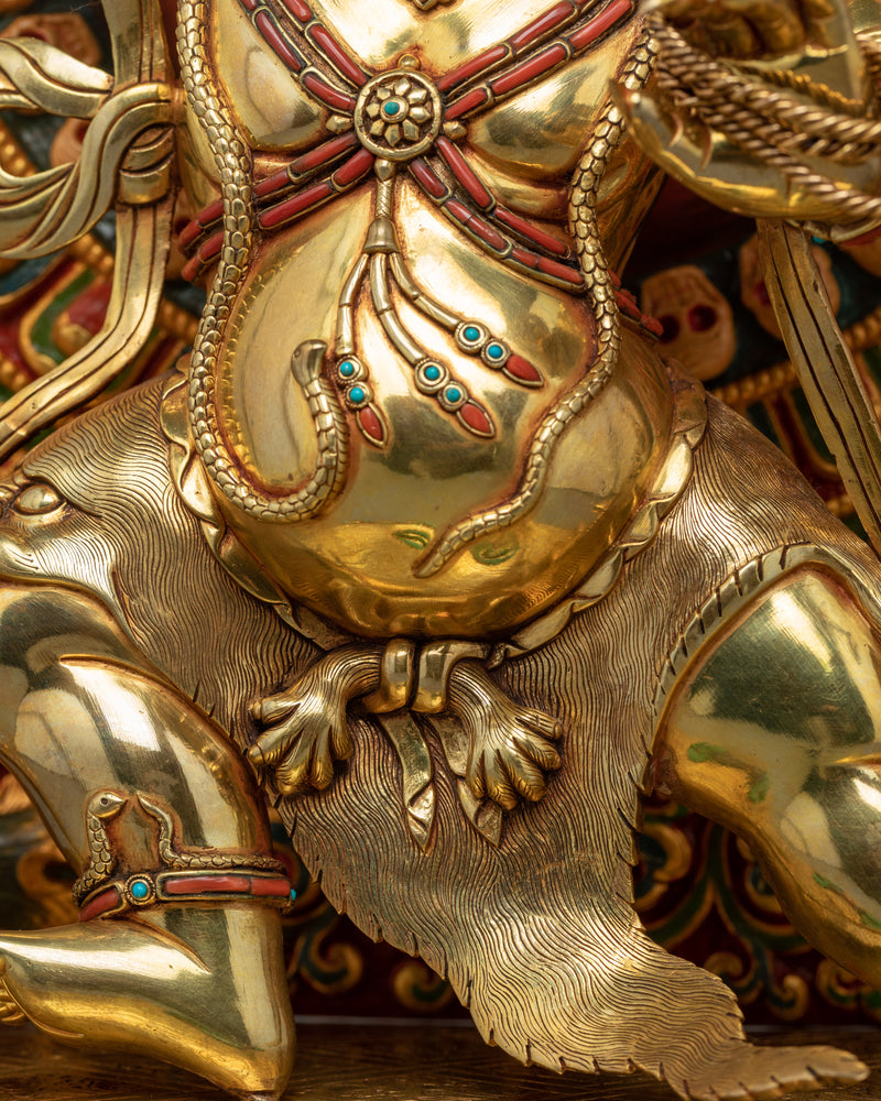 Vajrapani Bodhisattva Gold Gilded Statue | Hand-Carved Bodhisattva Statue