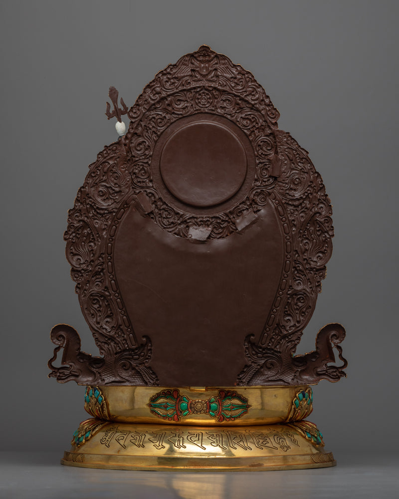 Gold Gilded Statue Guru Rinpoche Padmasambhava | Traditional Buddhist Art