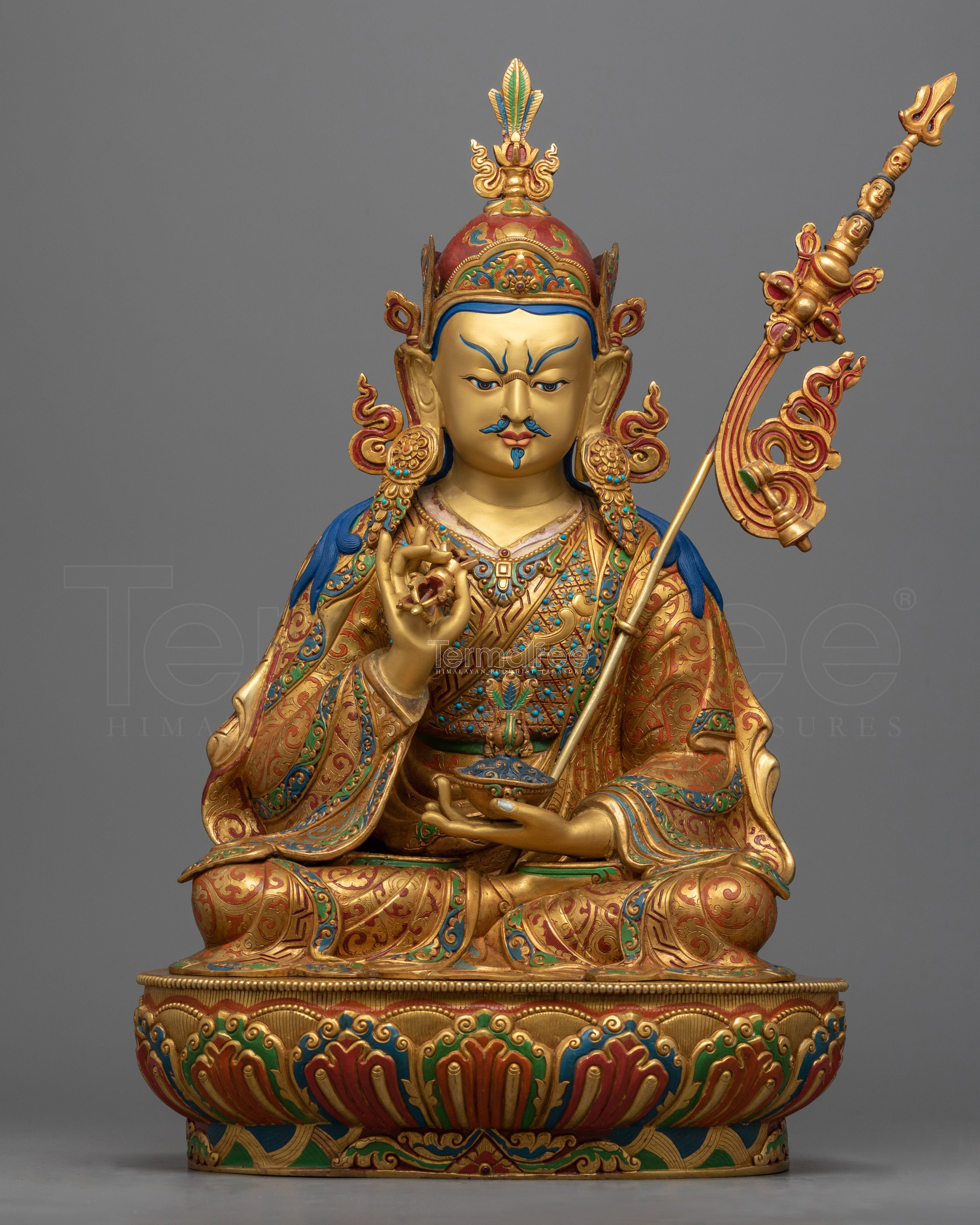 Lotus Born Master, Guru Rinpoche Statue | Gold Gilded Himalayan Buddhist Art