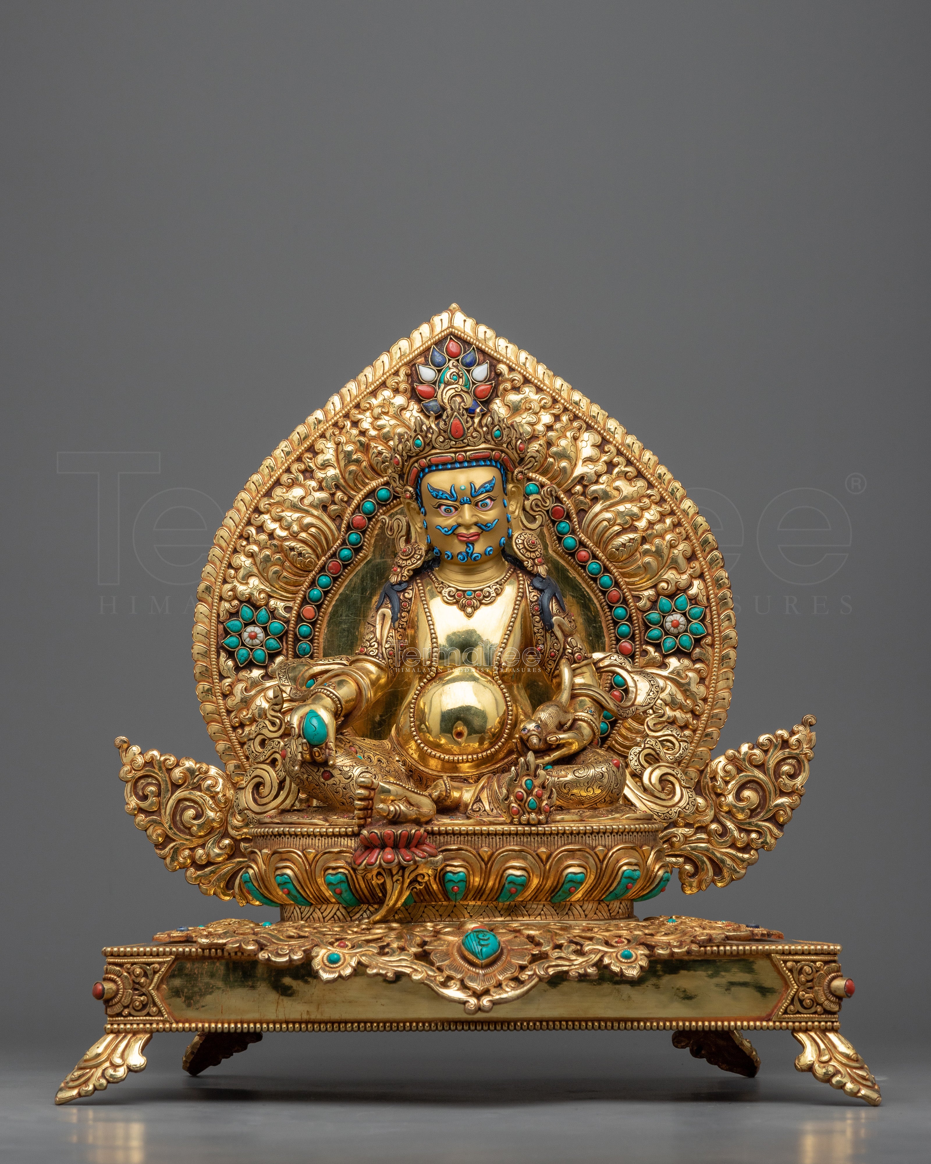 Dzambhala, Wrathful Deity Statue | Gold Gilded Buddhist Statue