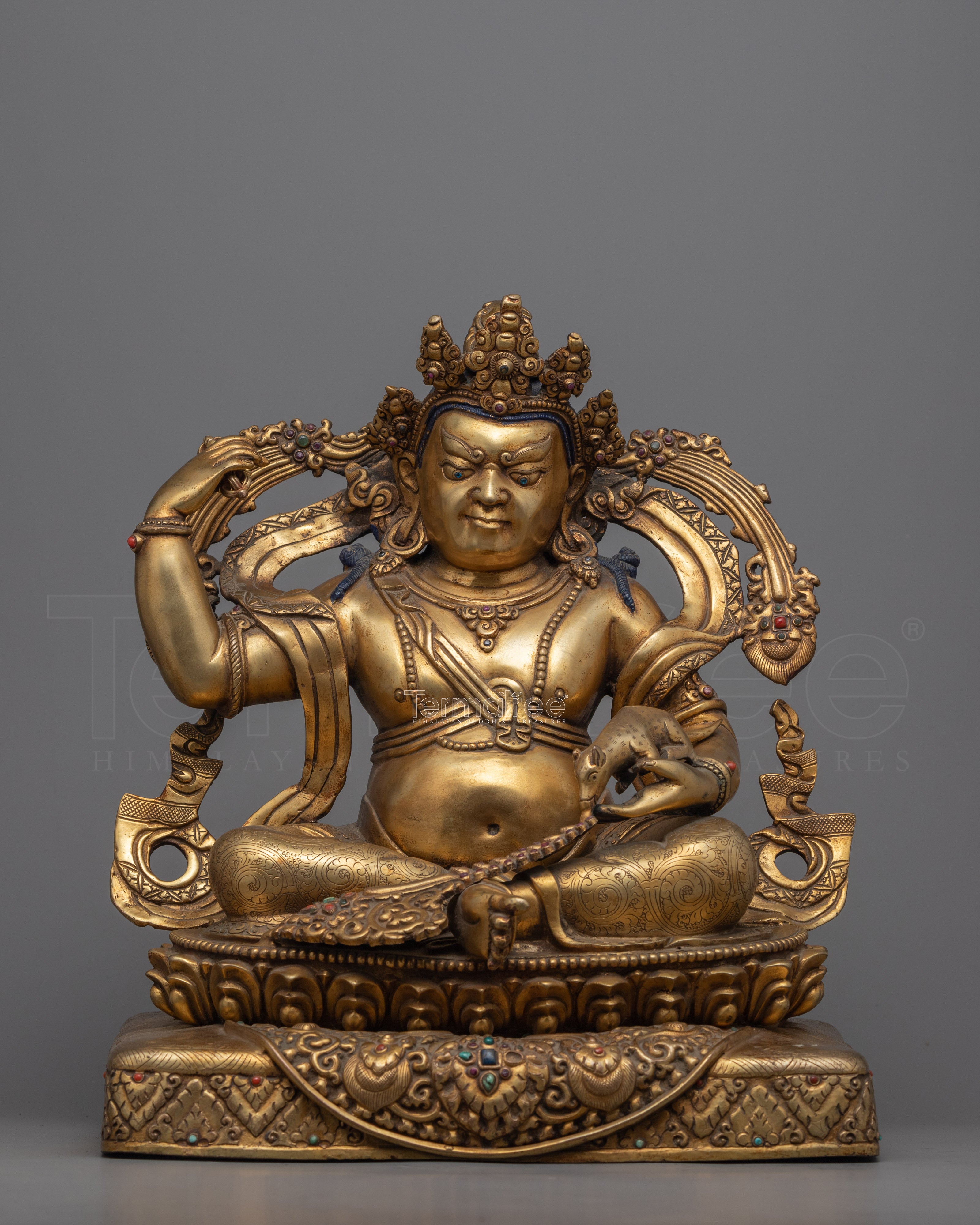 Gold Gilded Dzambhala Statue | Buddhist Wealth Deity Statue