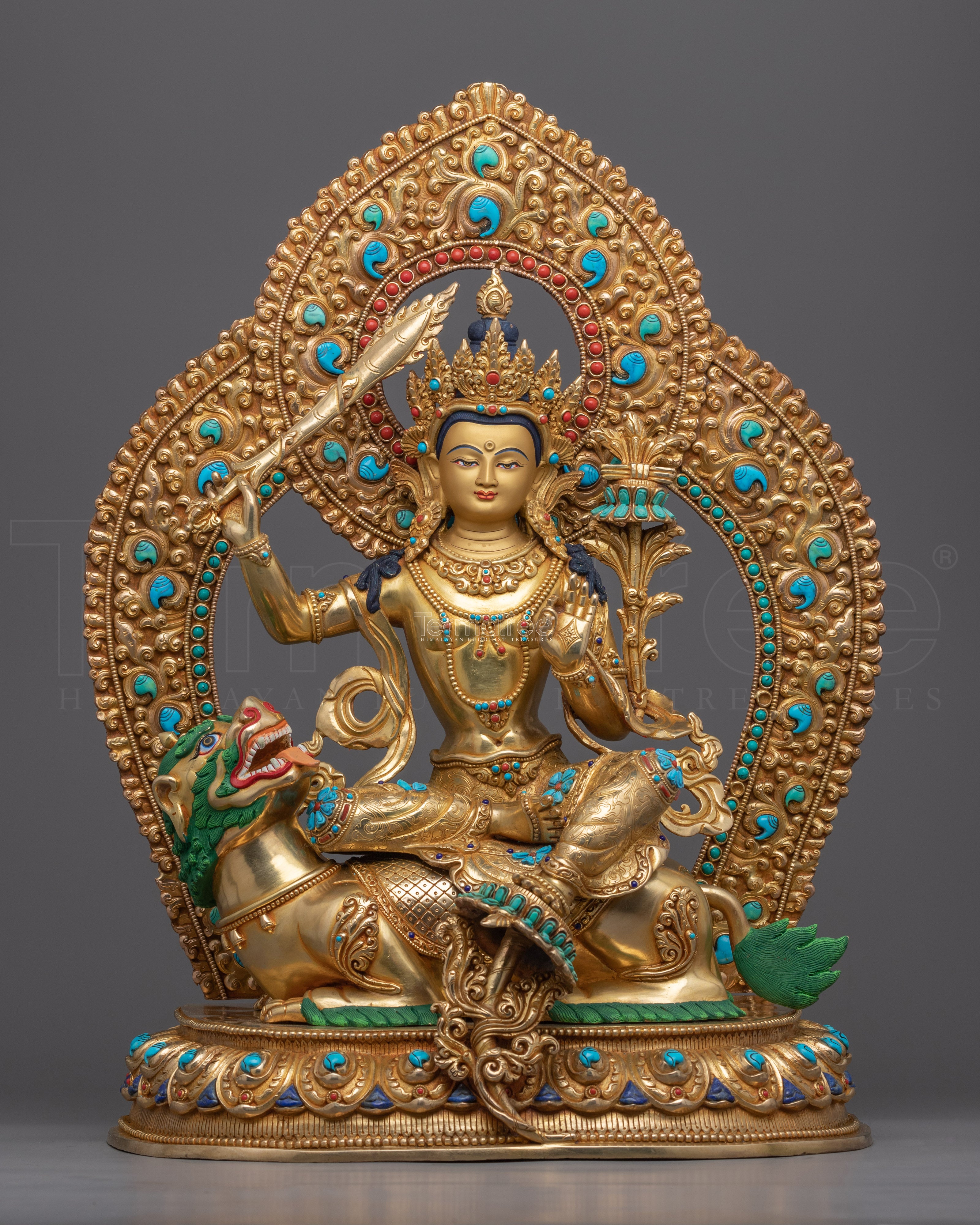 Hand-Carved Bodhisattva Manjushri Statue | Bodhisattva of Wisdom Statuette
