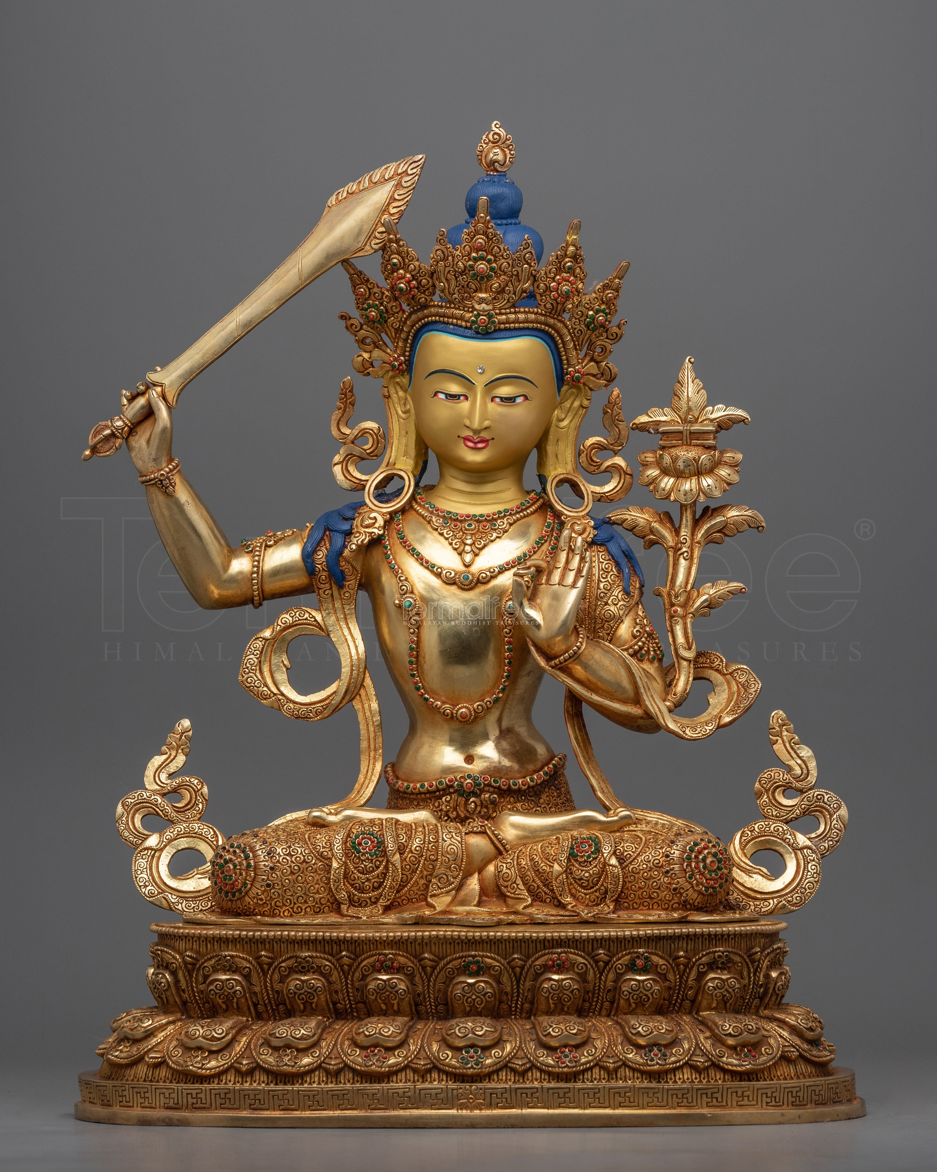 Kadampa Manjushri Statue for Meditation and Ritual | Hand-Carved Bodhisattva Statue