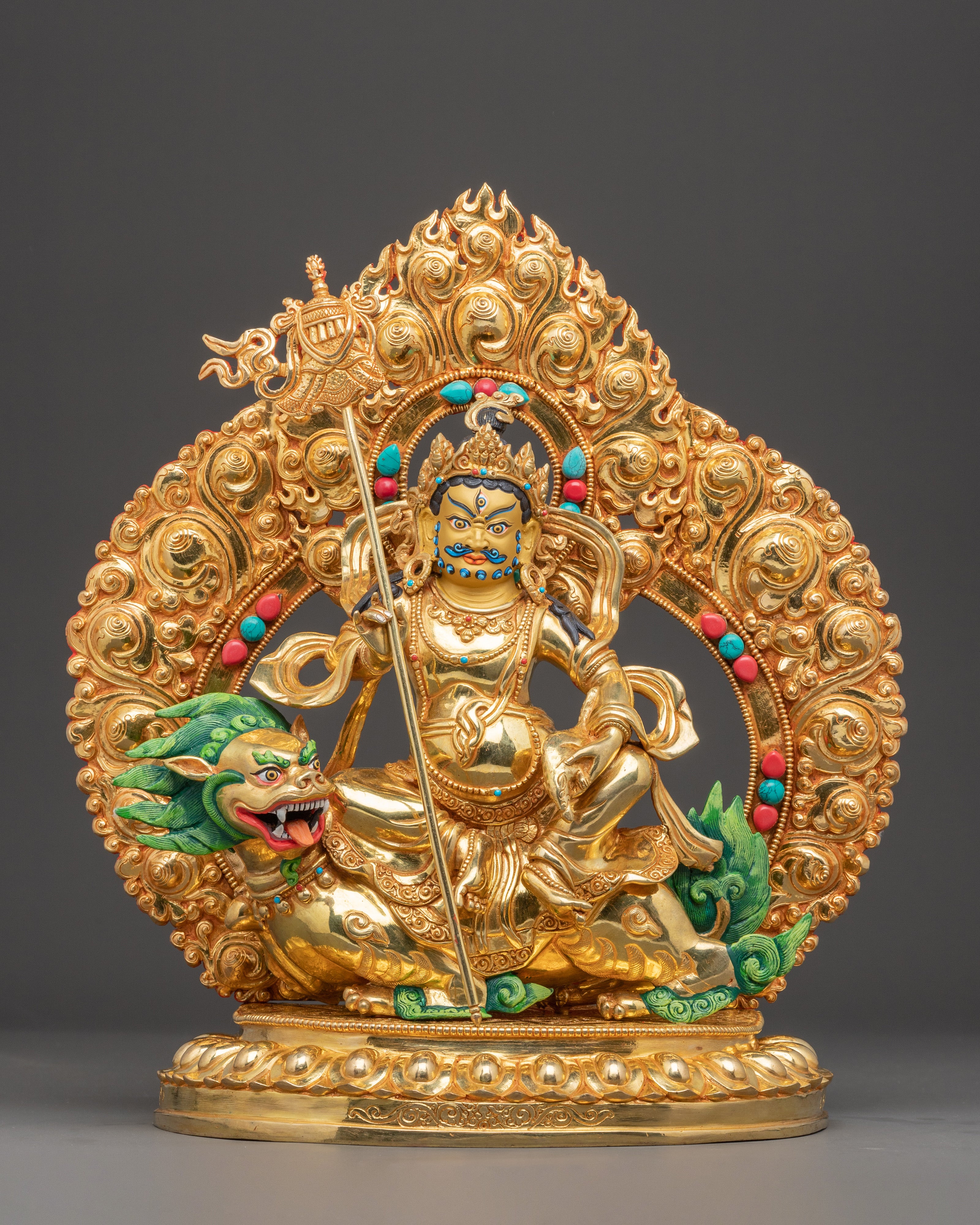 Handmade Namtoshe Art in 24K Gold Gilding | Guardian Deity for Dharma Protection