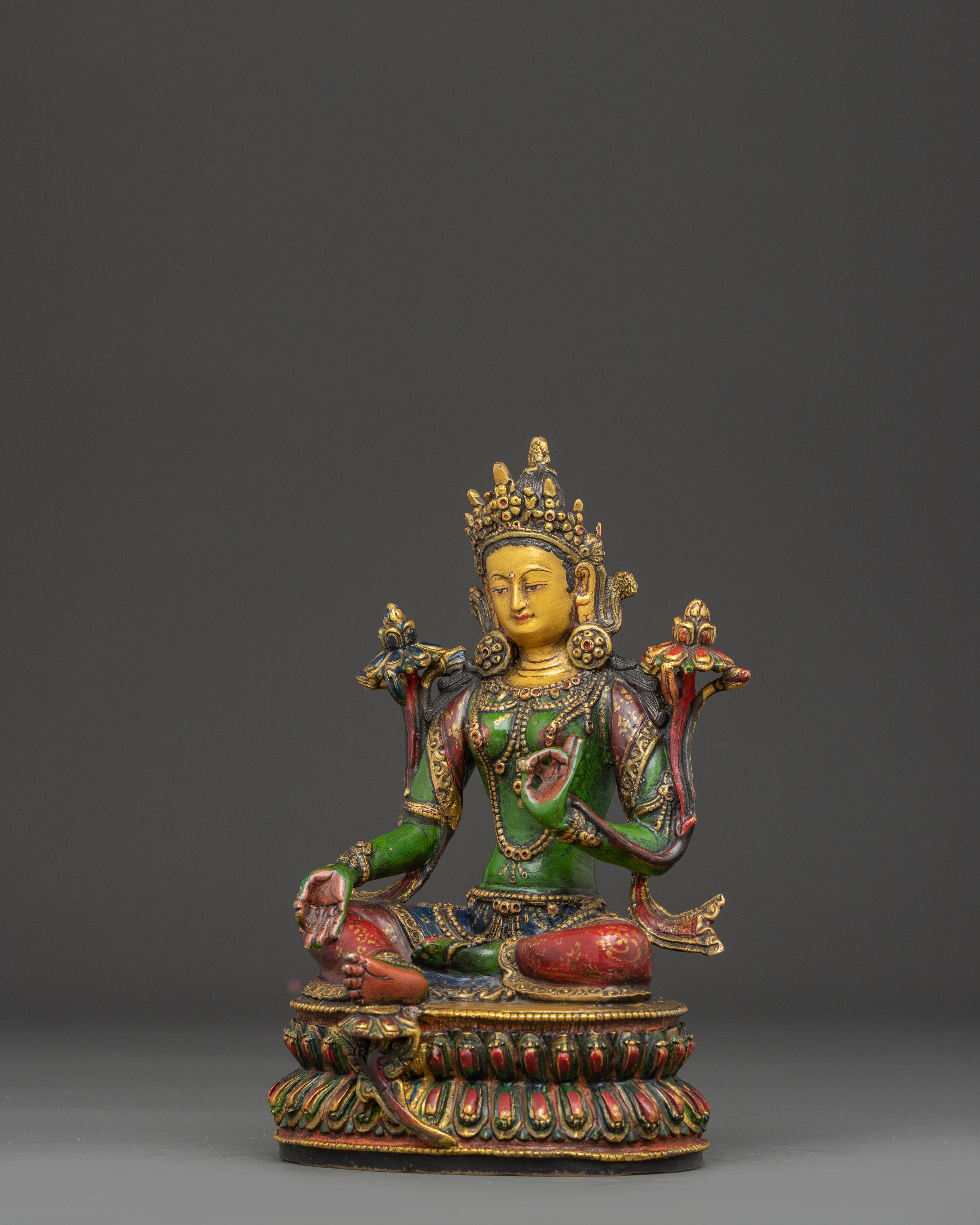 Handcrafted Nepalese Statue of Green Tara | Mother of Liberation