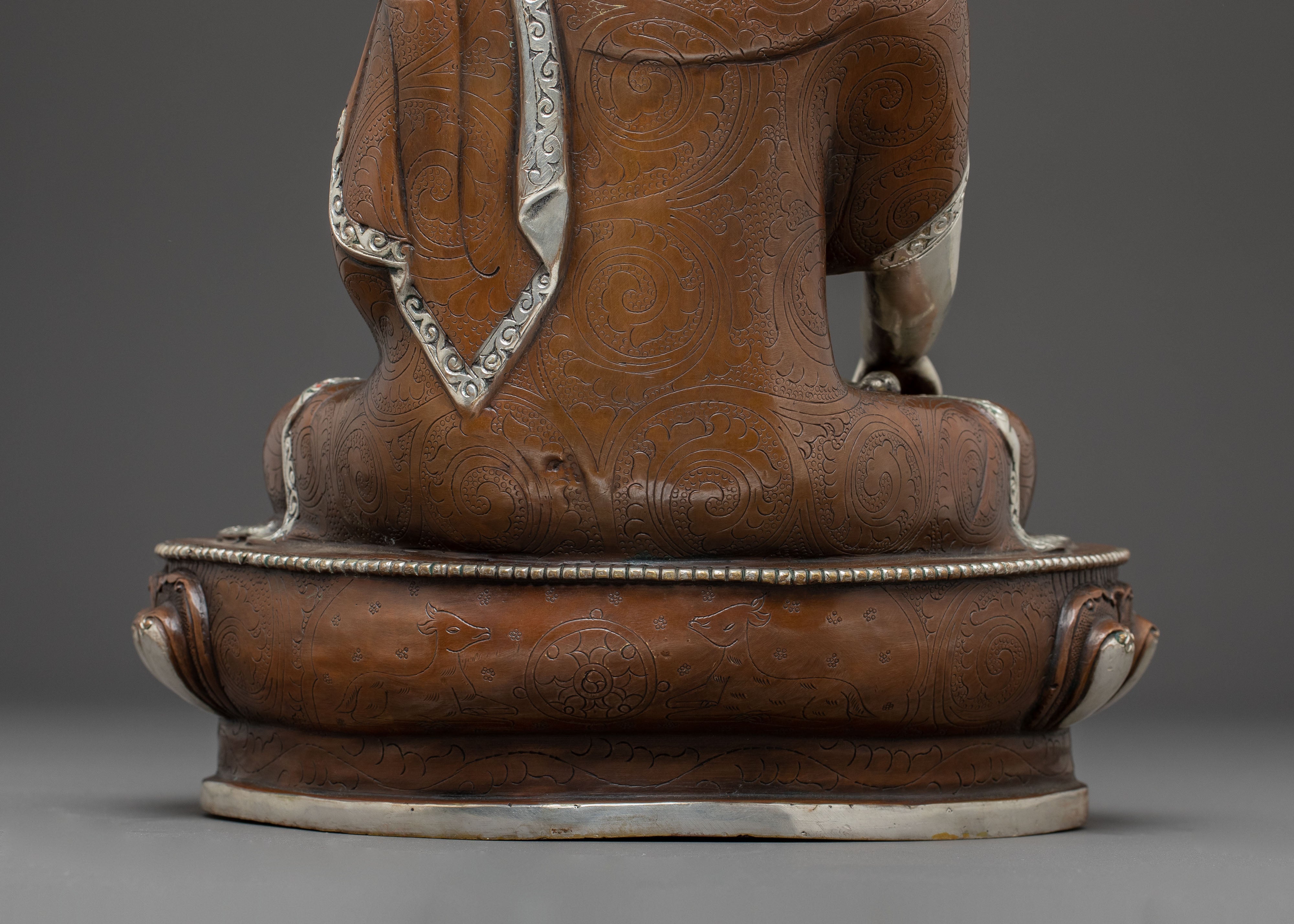 Serene Buddha Shakyamuni Oxidized Copper Statue | Traditional Artwork