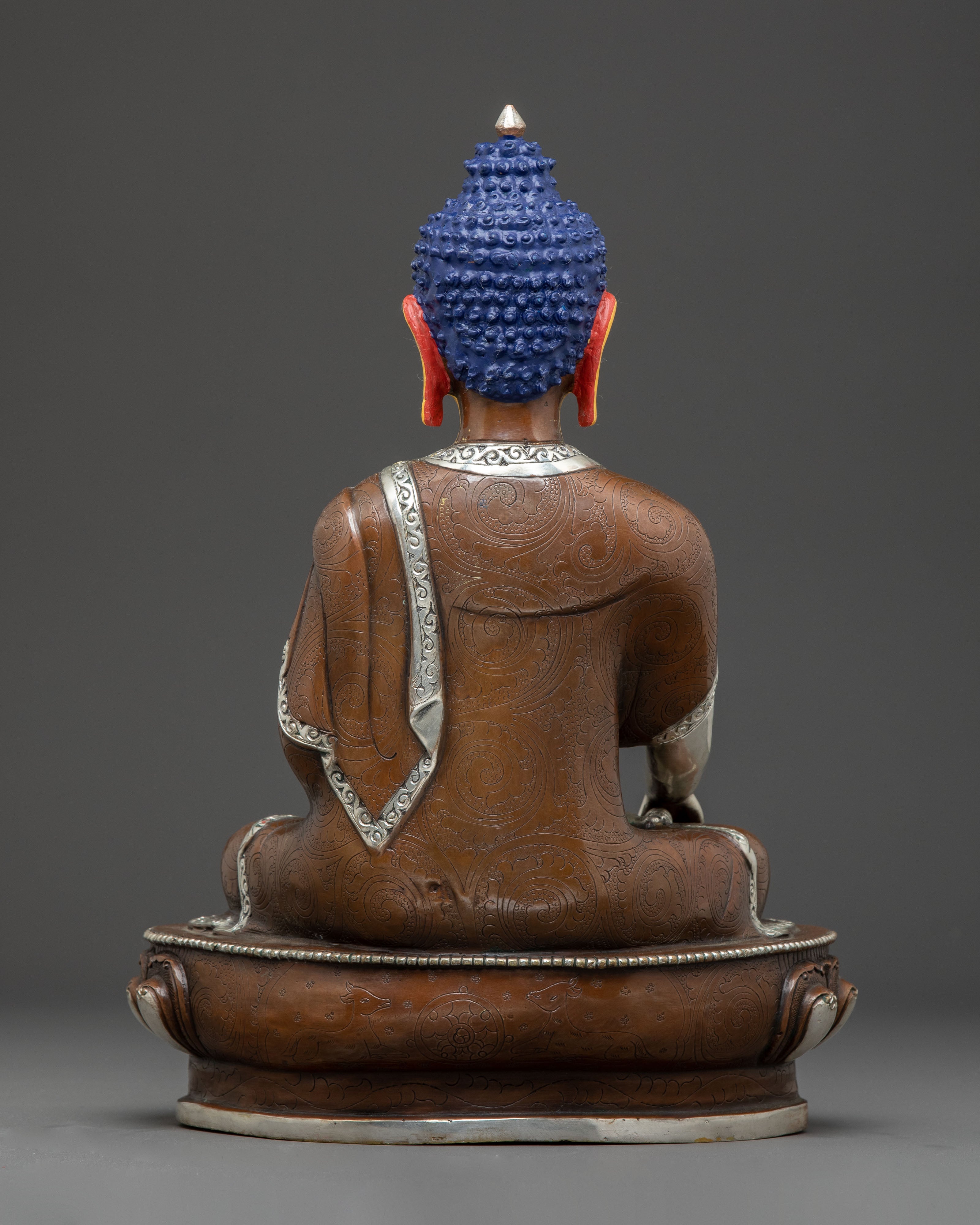 Serene Buddha Shakyamuni Oxidized Copper Statue | Traditional Artwork