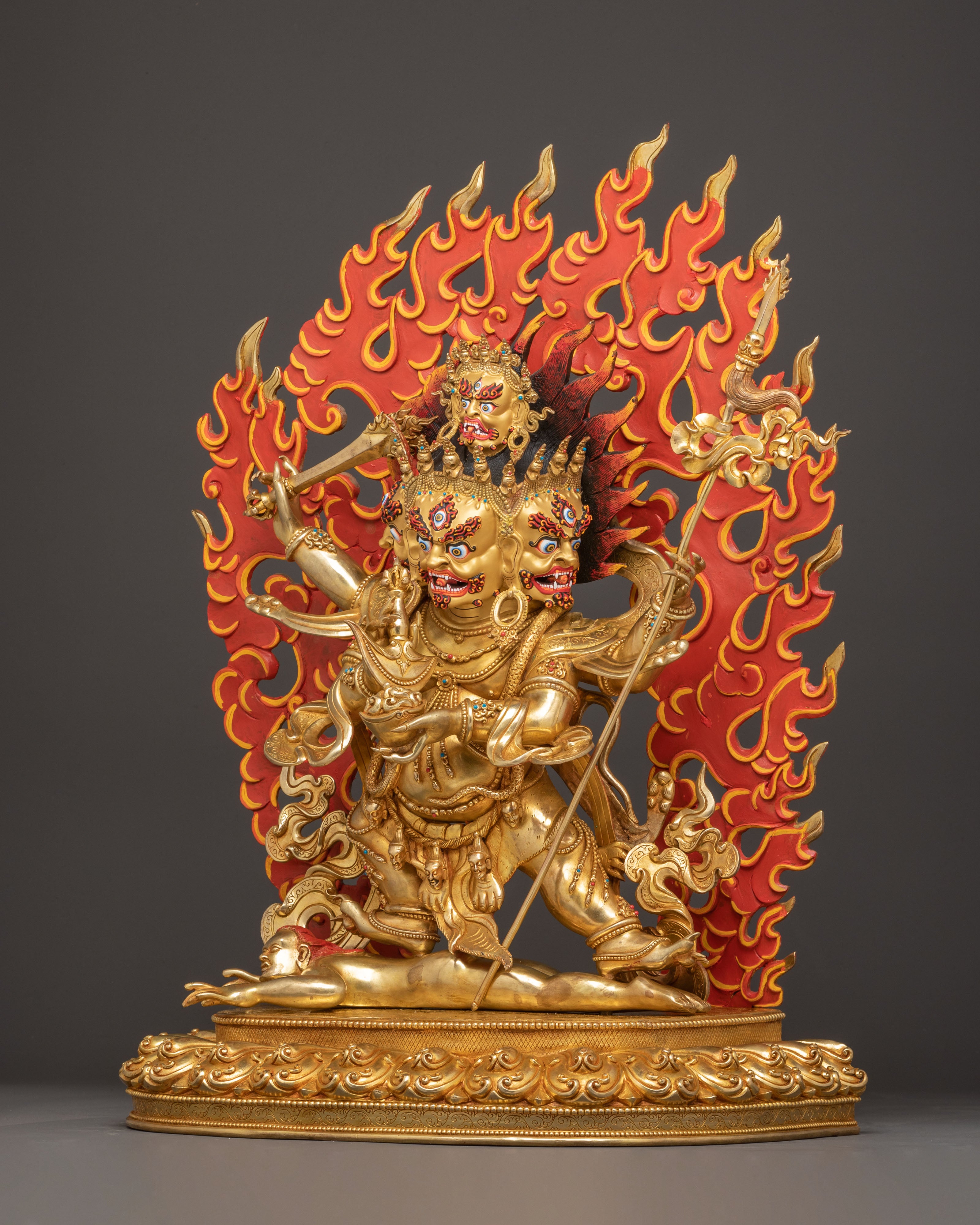 Four Armed Mahakala Handmade Copper Statue | Protector of the Dharma