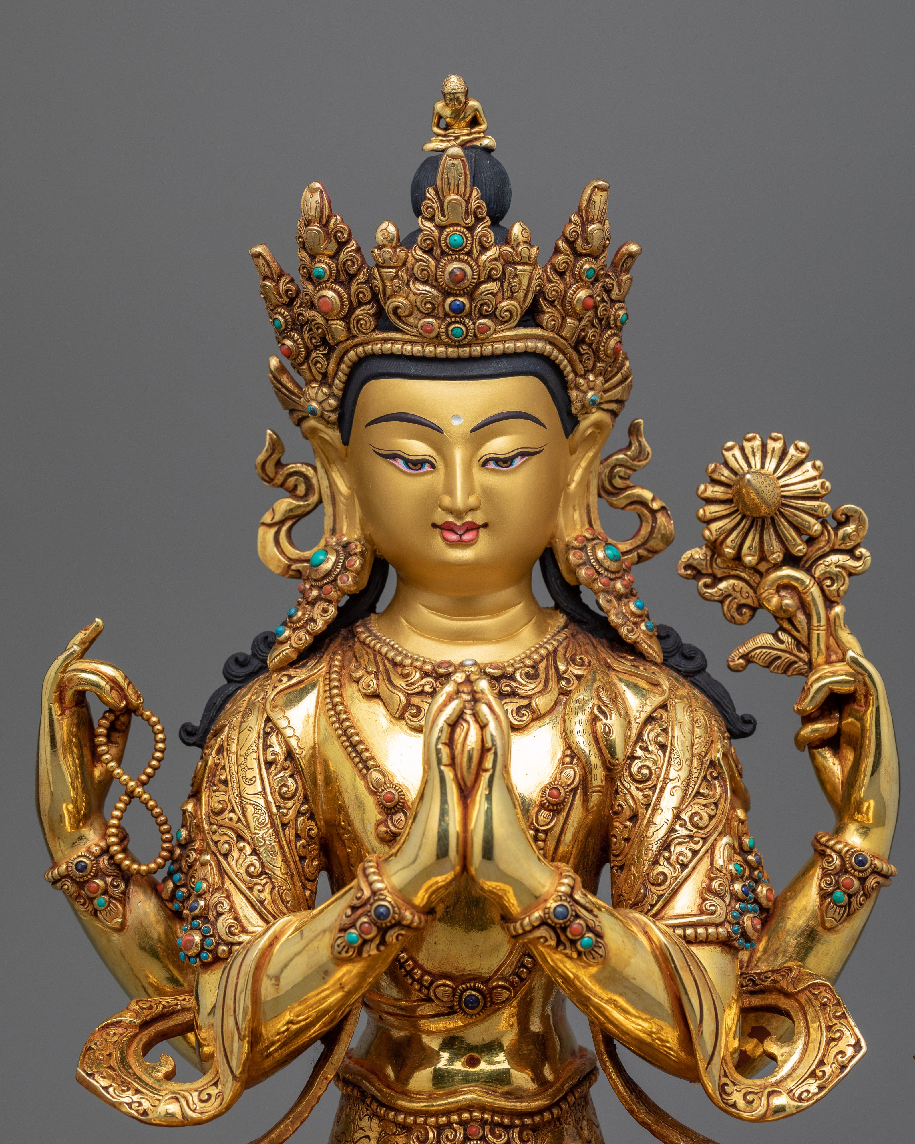 Beautiful Chenrezig Golden Statue | Bodhisattva of Compassion