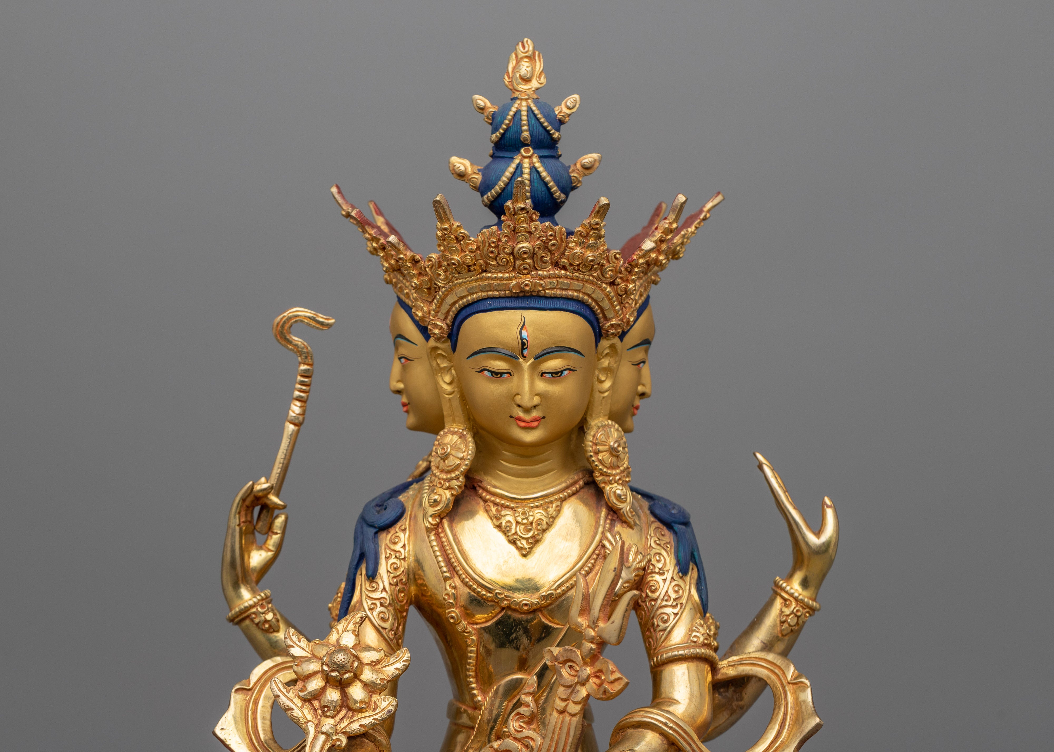 Amoghapasha Lokeshvara Statuette | Traditional Himalayan Artwork of Bodhisattva