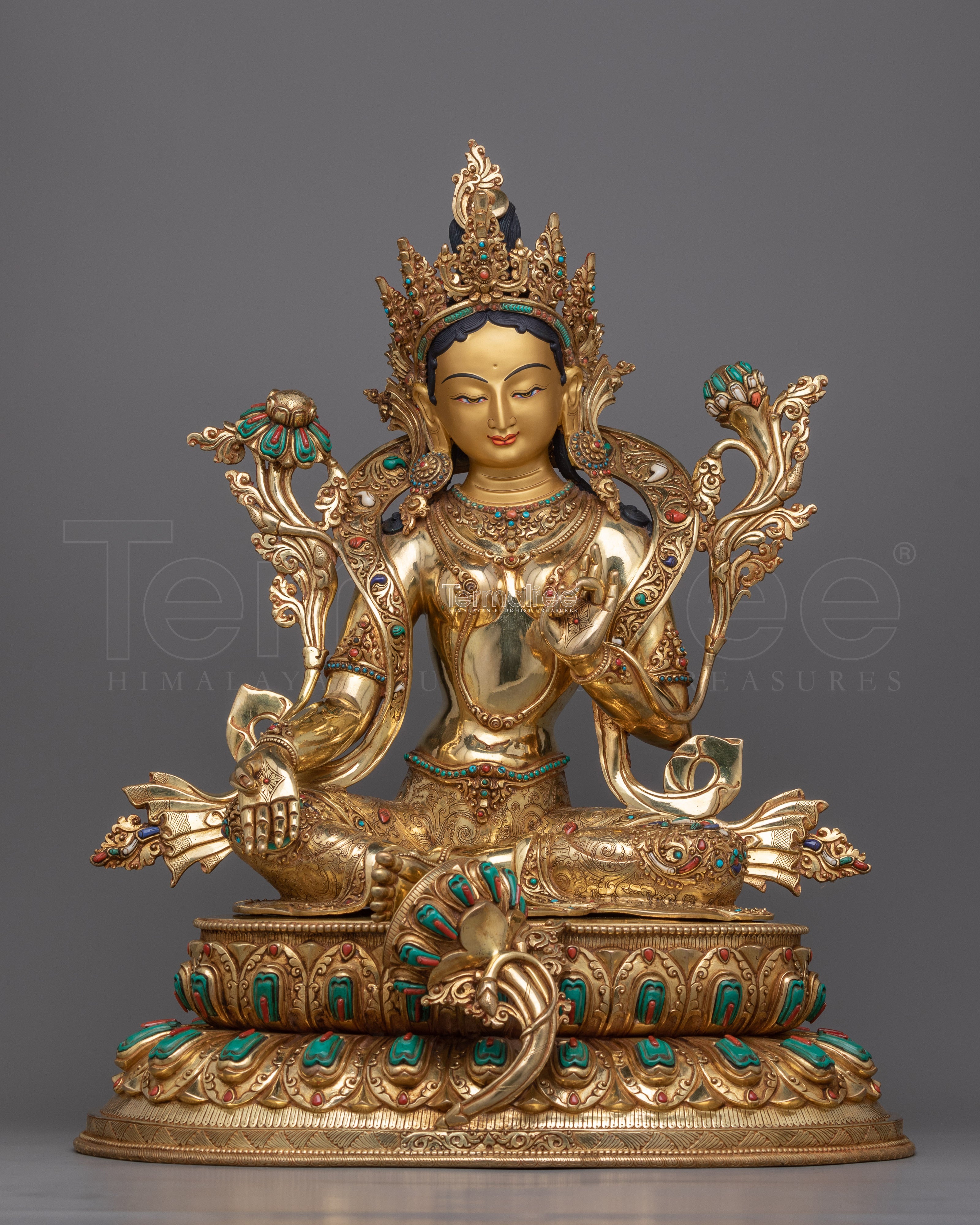 Experience the Power of Compassion with the Majestic Green Tara Buddha Statue | Himalayan Art