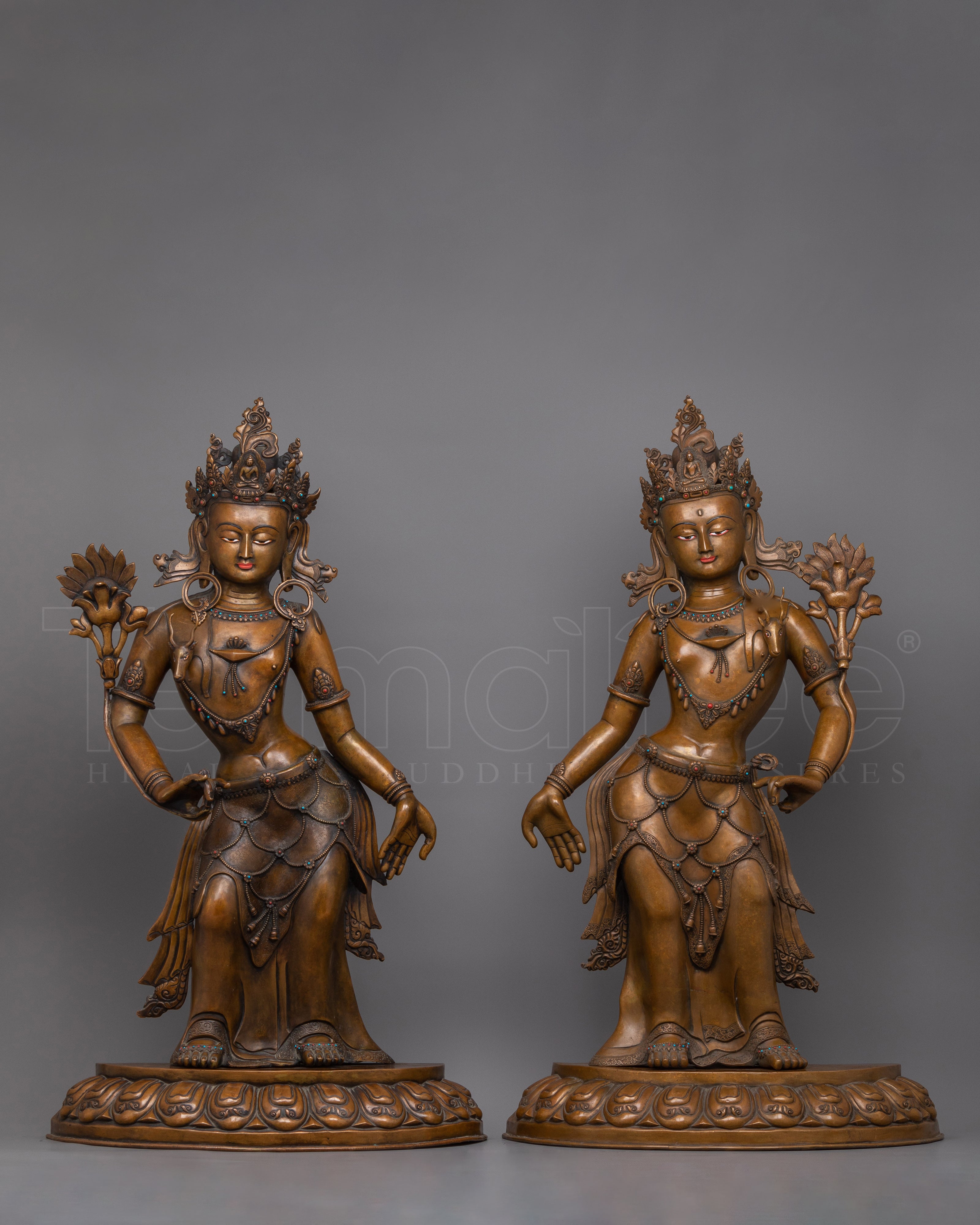 Vintage 2 Chenrezig Statue | 30-40 Aged Masterpieces