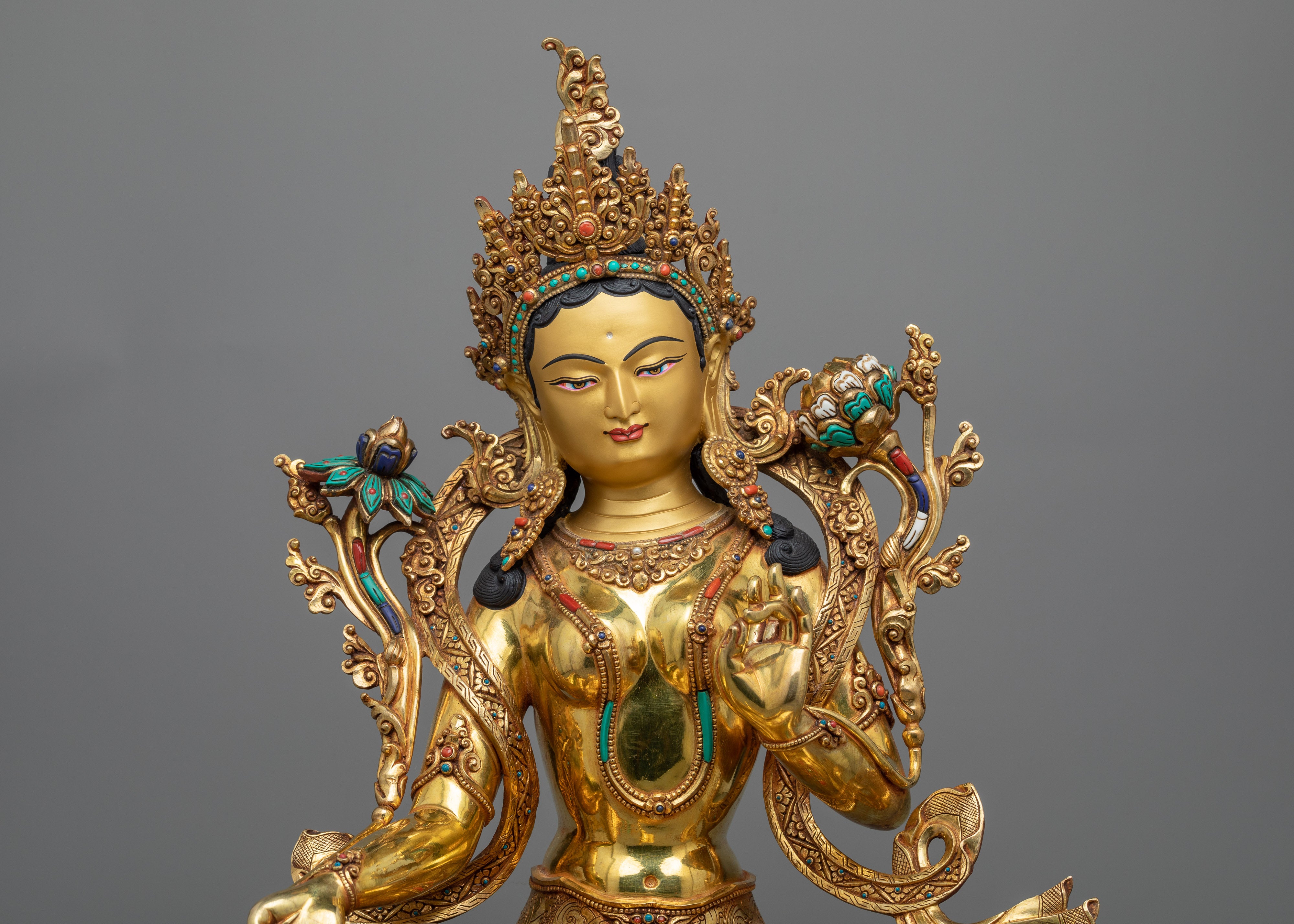 Green Tara Goddess Statue | Himalayan Hand Crafted Sculpture