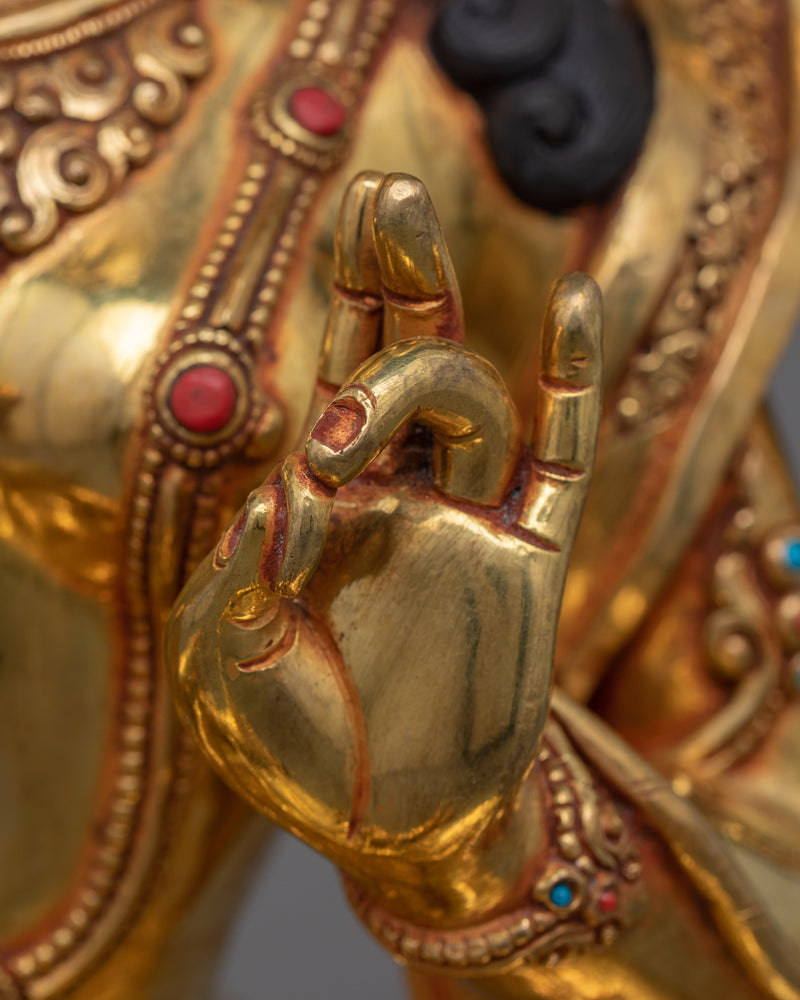 Green Tara Ma Tara | A Symbol of Compassion and Swift Action in a Beautiful Gold Gilded Statue