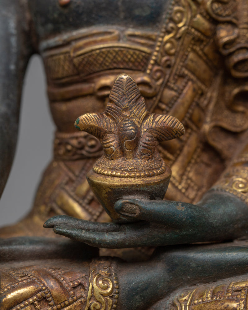 Medicine Buddha Antique Finish Statue | Traditionally Sculpted in Himalayan Art of Nepal