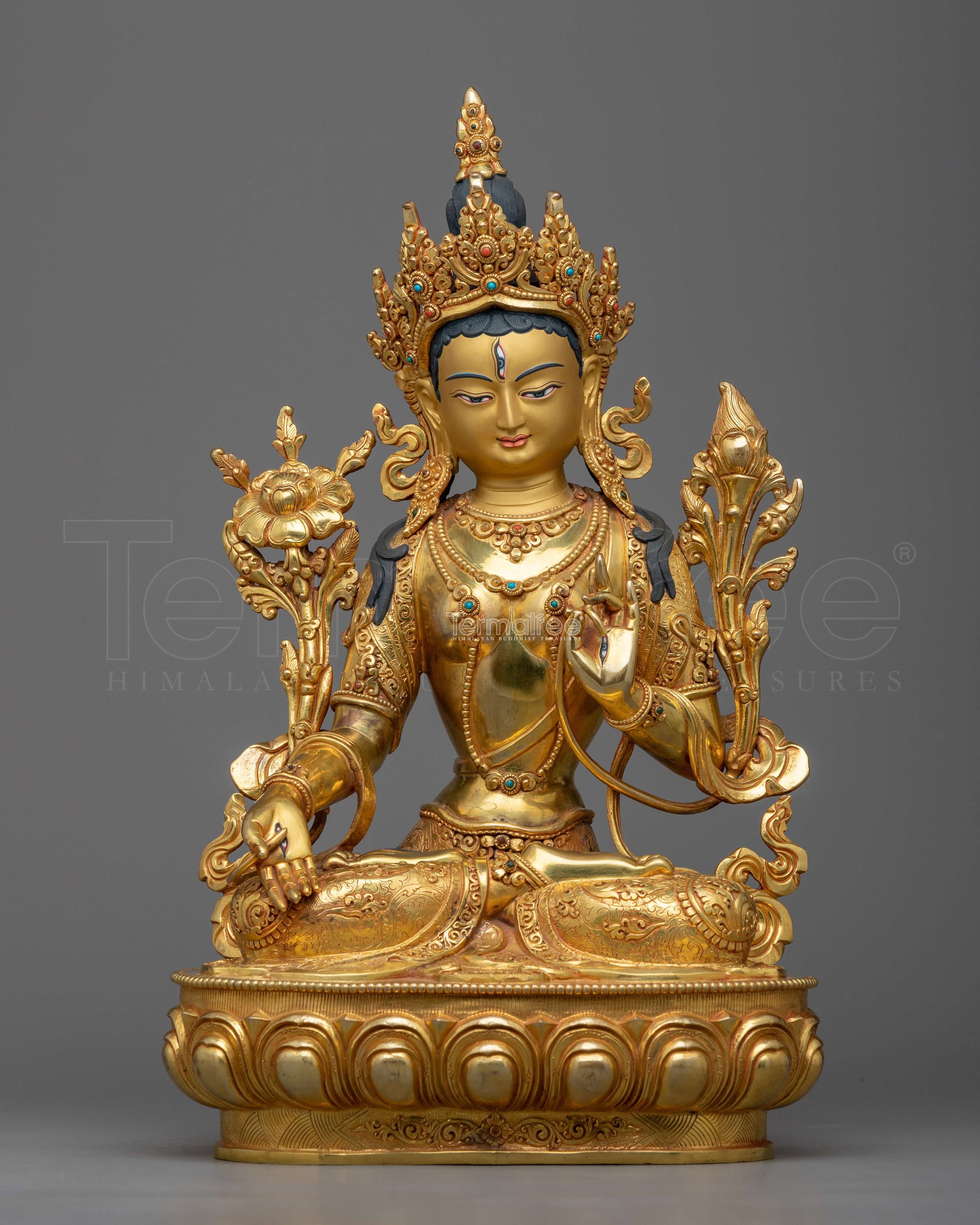 Graceful 14.9" White Tara Goddess Statue | Embodying the Essence of Compassion