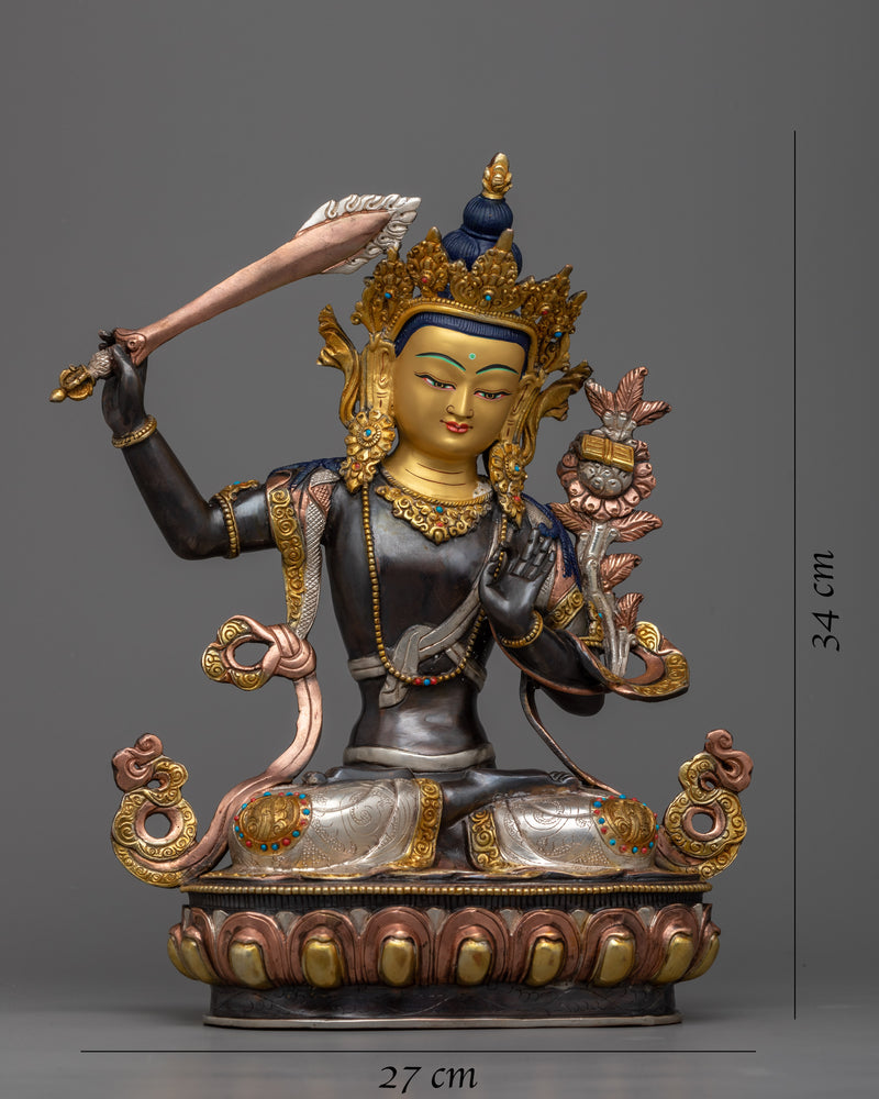 Exquisite 13.3" Jampelyang Prayer Statue | A Symbol of Wisdom and Spiritual Pow