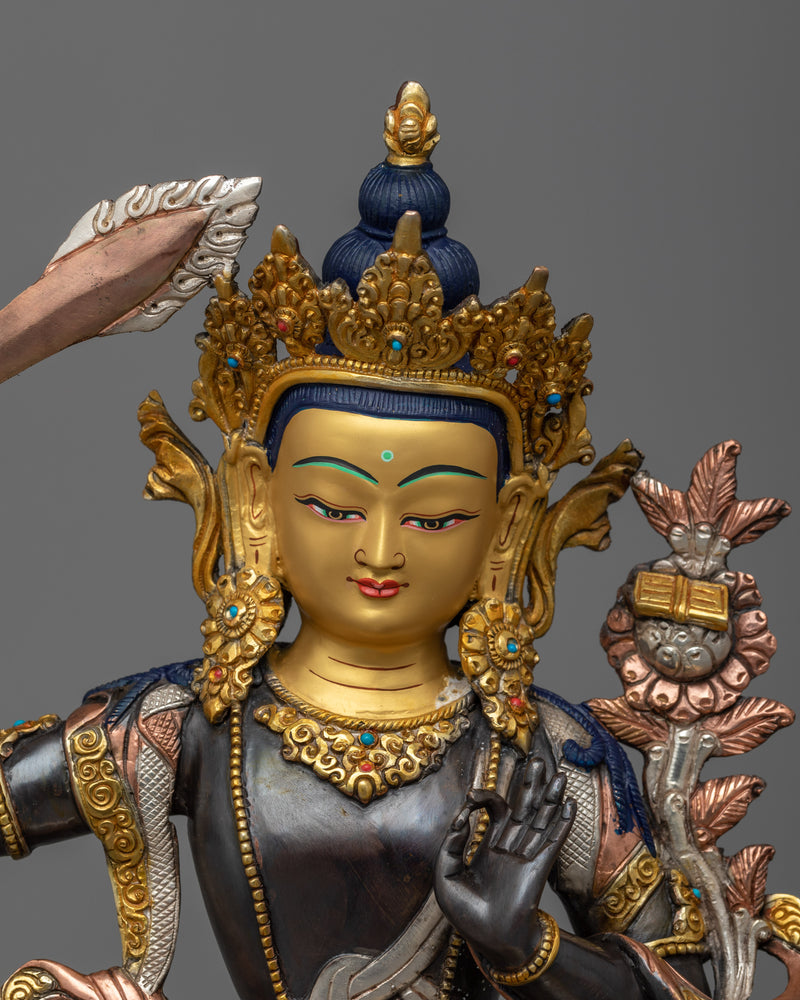 Exquisite 13.3" Jampelyang Prayer Statue | A Symbol of Wisdom and Spiritual Pow