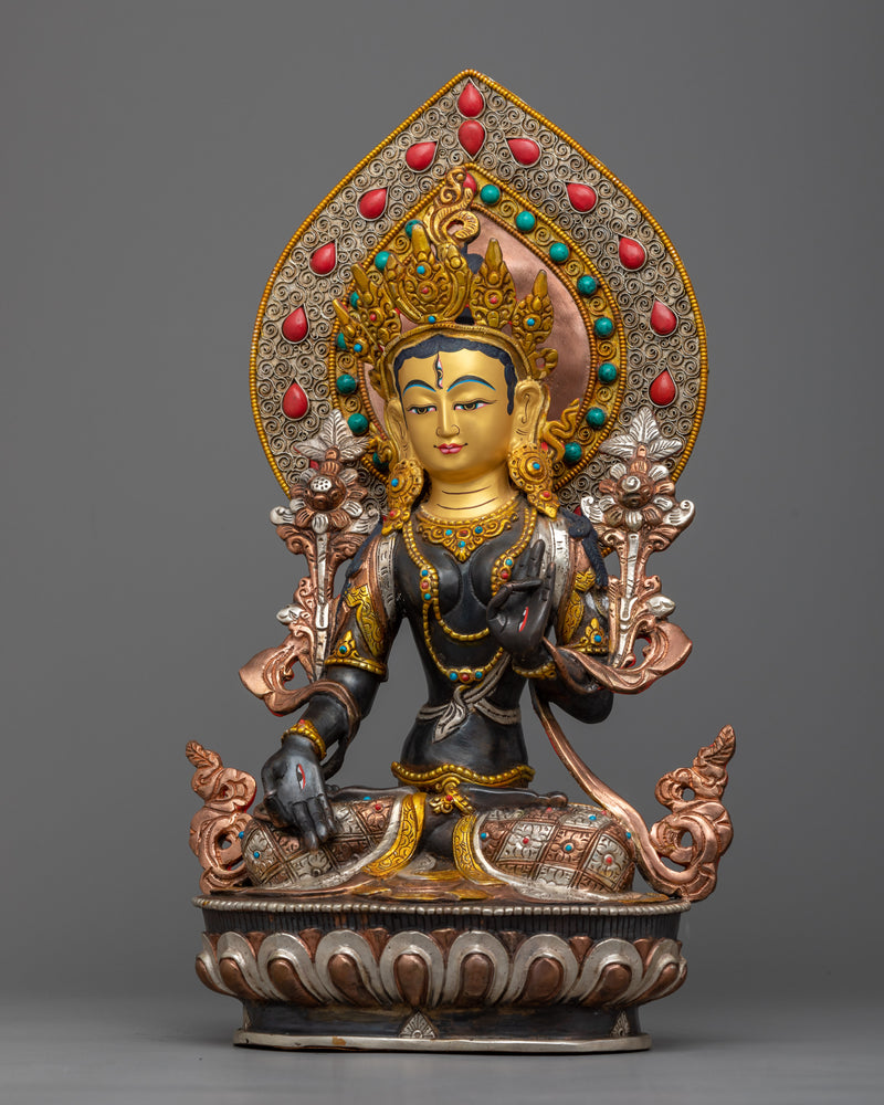 Elegant 14.5" White Tara Goddess Buddhism | Embrace the Compassionate Spirit of Tara Statue