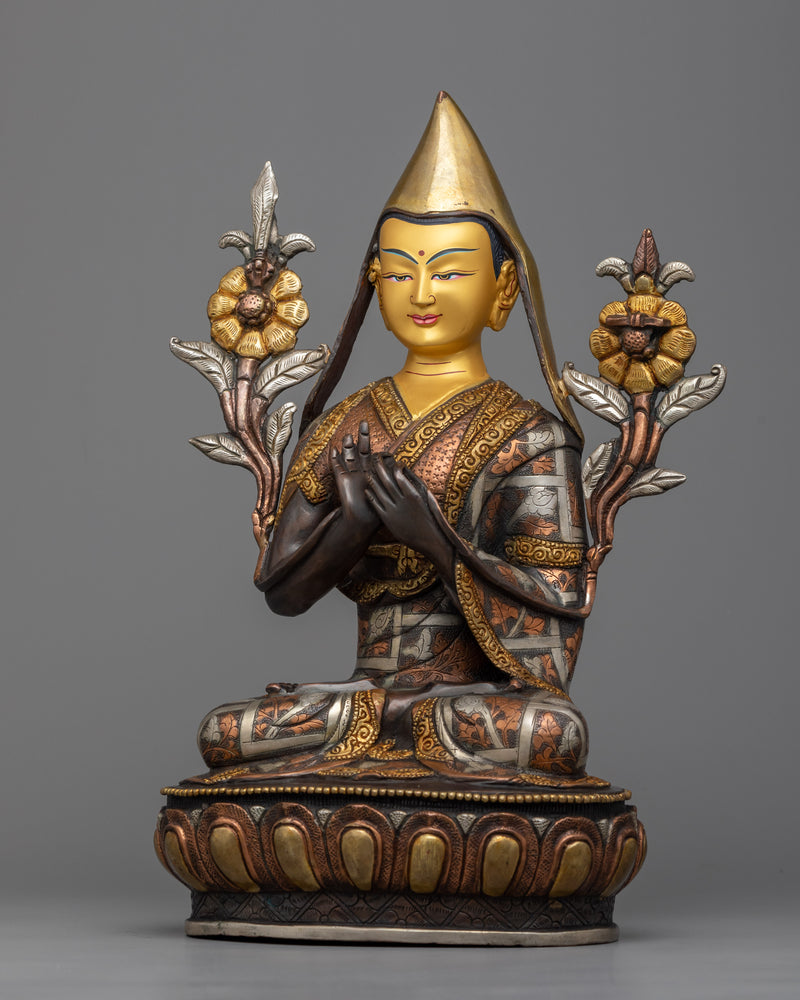 Radiant Je Tsongkhapa Mantra Statue | A Beacon of Wisdom and Spiritual Growth