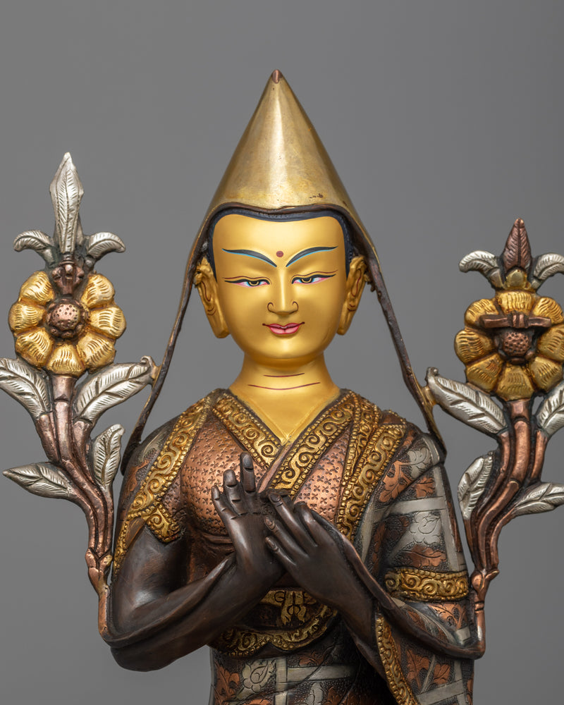 Radiant Je Tsongkhapa Mantra Statue | A Beacon of Wisdom and Spiritual Growth
