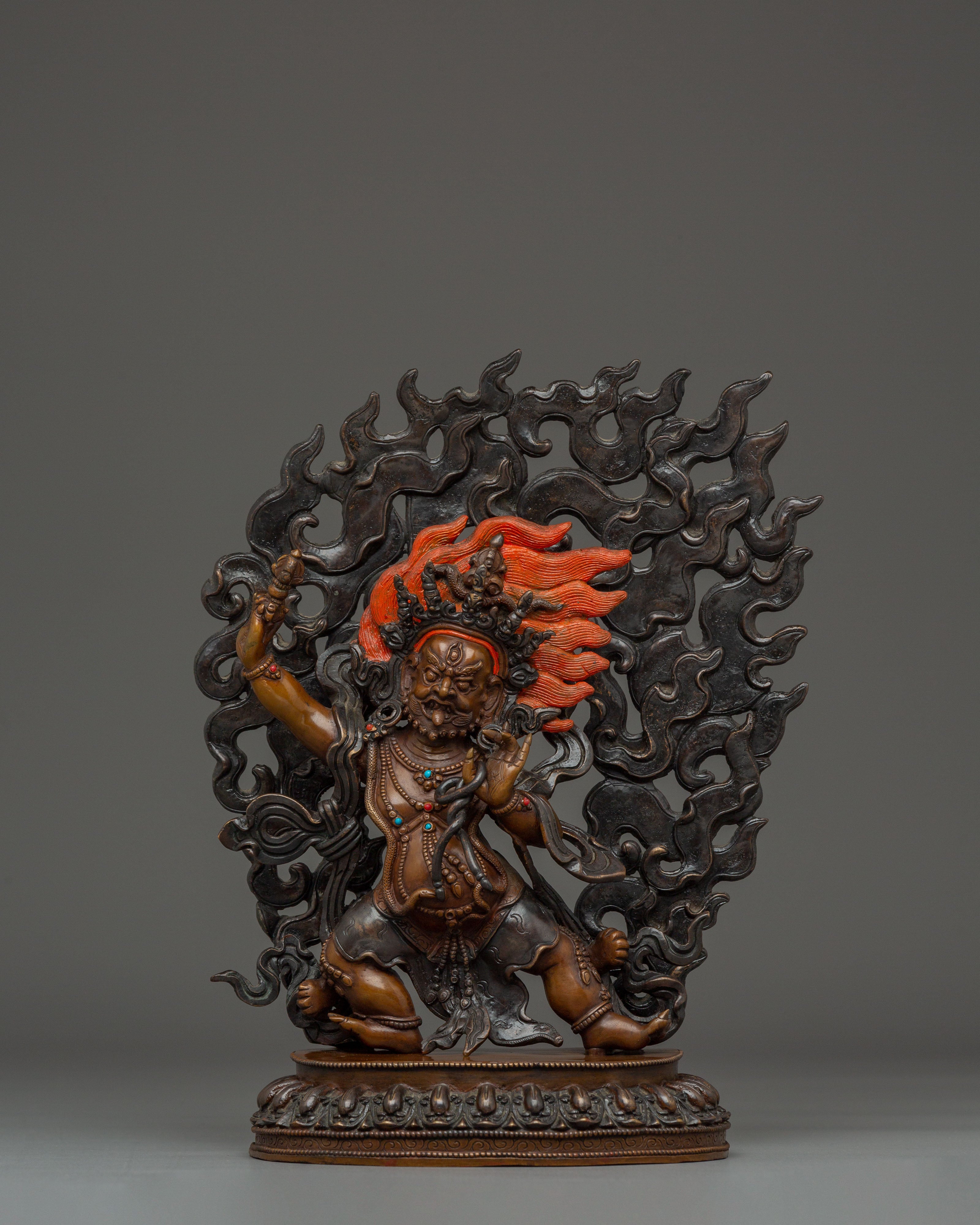 Vajrapani Copper Figurine: Protector Deity Statue | Meditation Altar Decor
