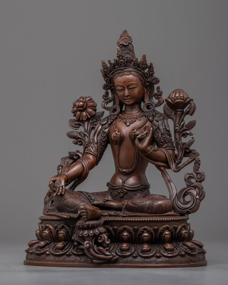 Elegant Handcrafted 8.8" Godess Tare Green | Statue for Spiritual and Decorative Inspiration