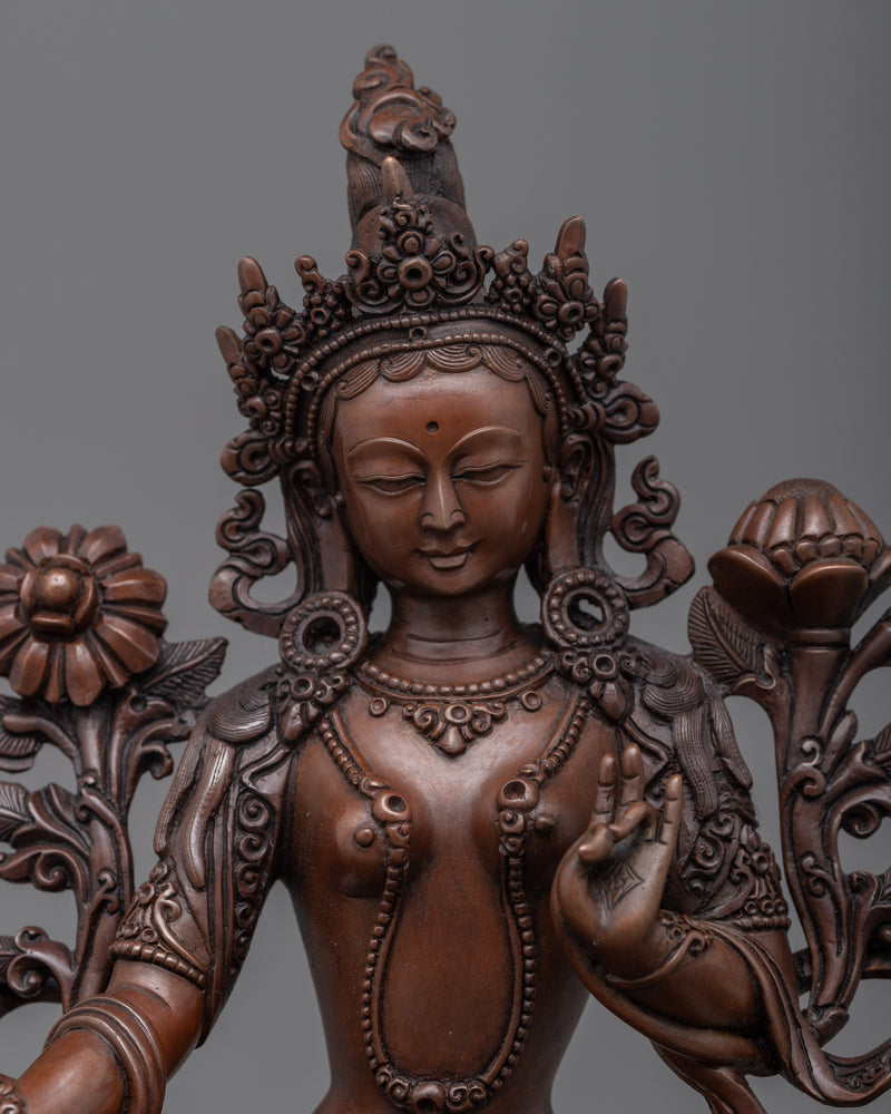 Elegant Handcrafted 8.8" Godess Tare Green | Statue for Spiritual and Decorative Inspiration