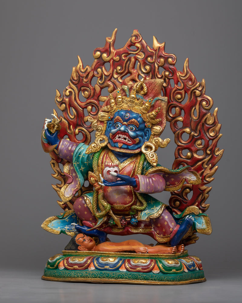 Mahakala Buddhism Protector Colorful Statue | Our Majestic Hand Crafted Sculpture