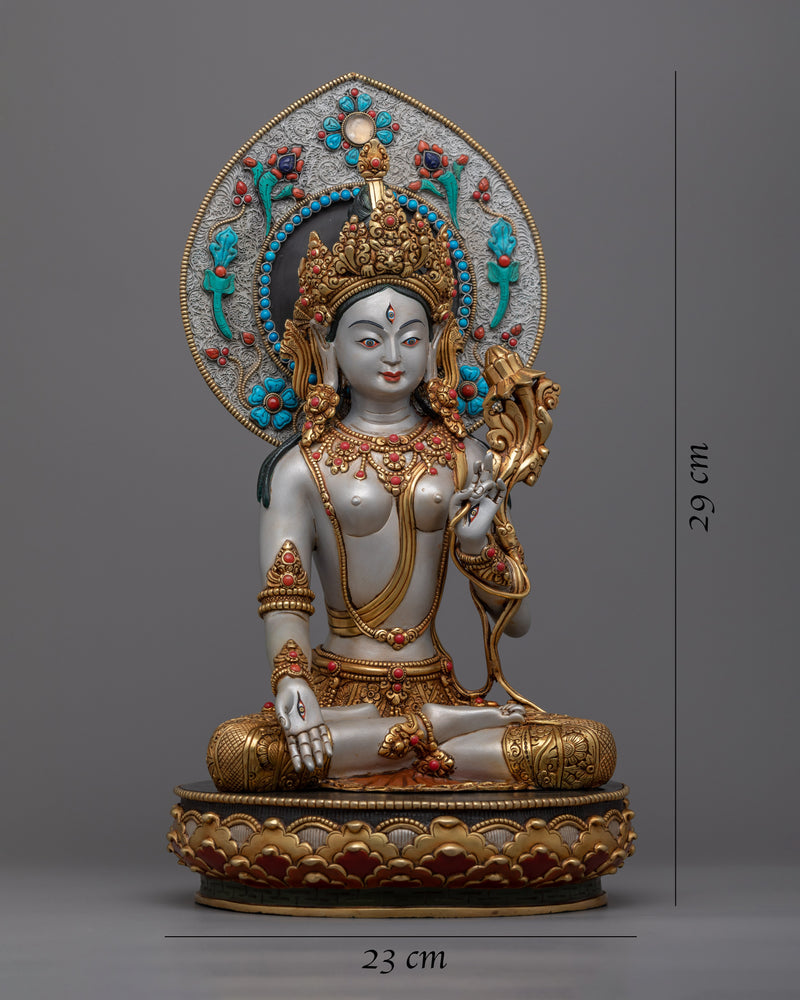 Serenity and Longevity with Our White Tara Statue | Himalayana Acrylic Painted Art