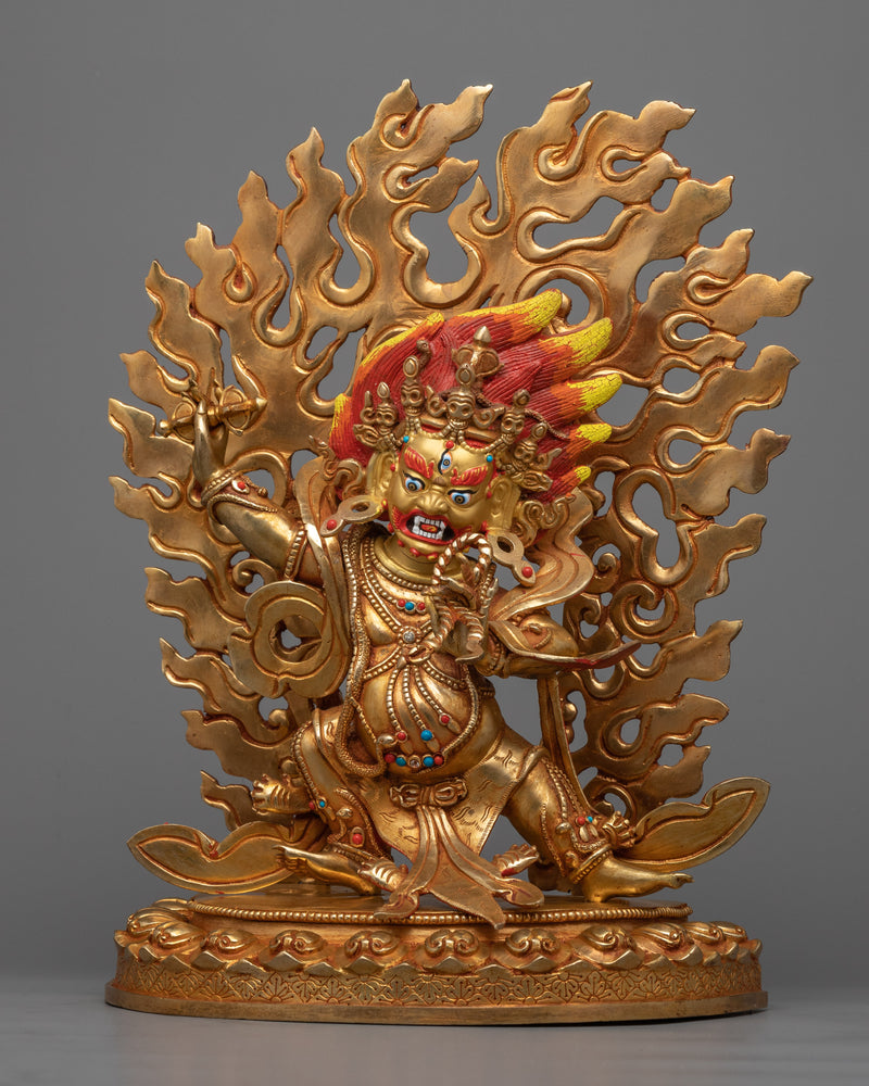 Handcrafted Buddha Vajrapani Copper Statue | Divine Artistry, Gold Gilding and Spiritual Serenity