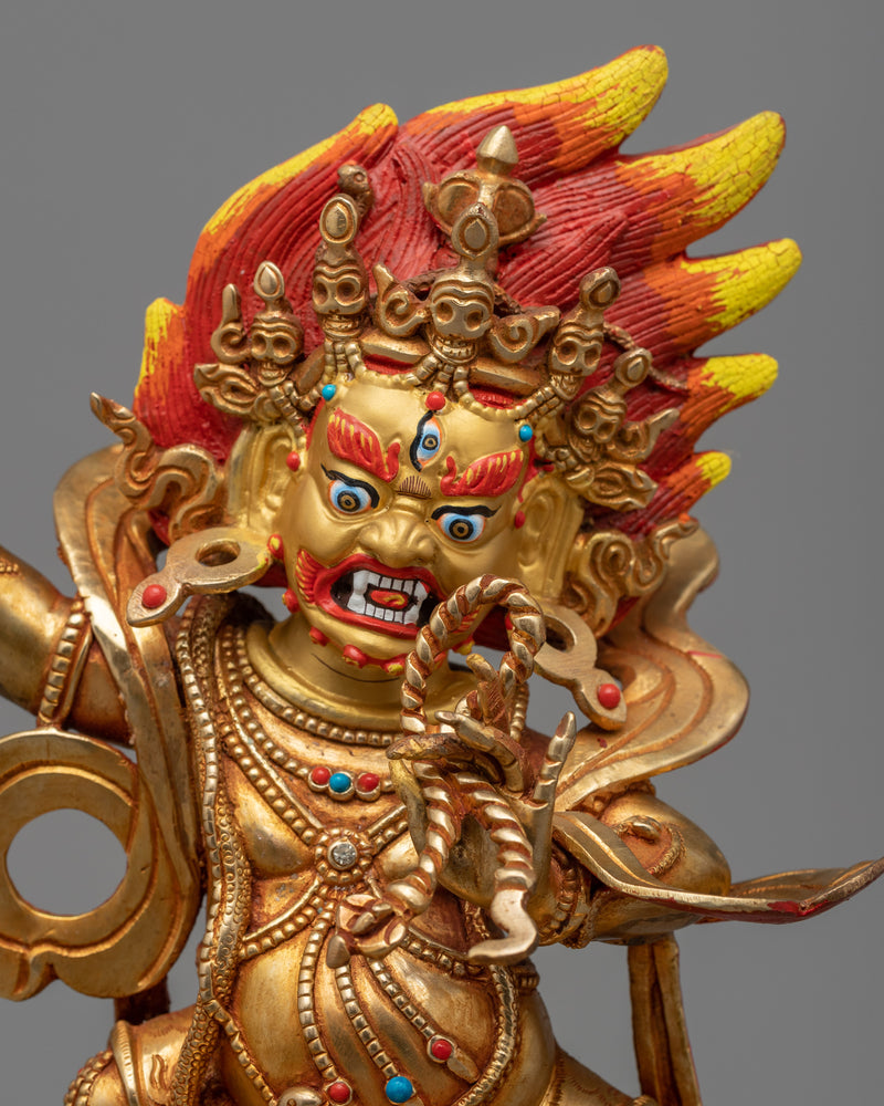 Handcrafted Buddha Vajrapani Copper Statue | Divine Artistry, Gold Gilding and Spiritual Serenity