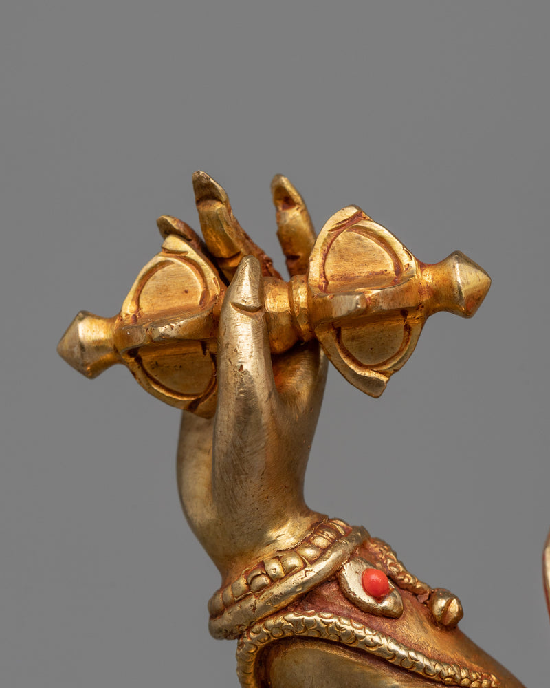 Handcrafted Buddha Vajrapani Copper Statue | Divine Artistry, Gold Gilding and Spiritual Serenity