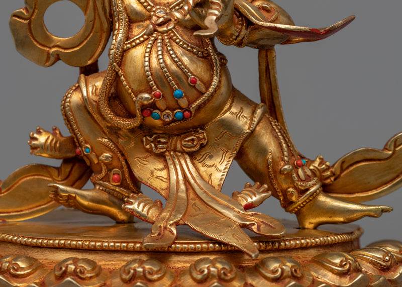 Handcrafted Buddha Vajrapani Copper Statue | Divine Artistry, Gold Gilding and Spiritual Serenity