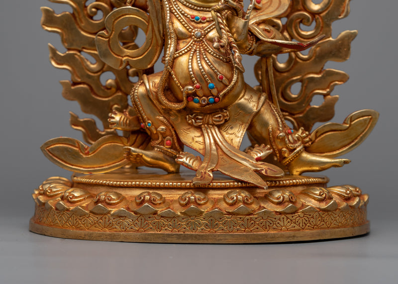 Handcrafted Buddha Vajrapani Copper Statue | Divine Artistry, Gold Gilding and Spiritual Serenity