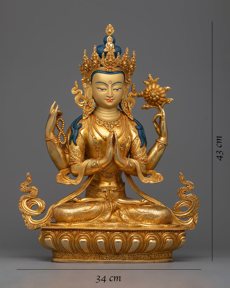 Chenrezig Kwan-Yin Guanyin Buddha Statue | Embrace Compassion with Our Sculpture